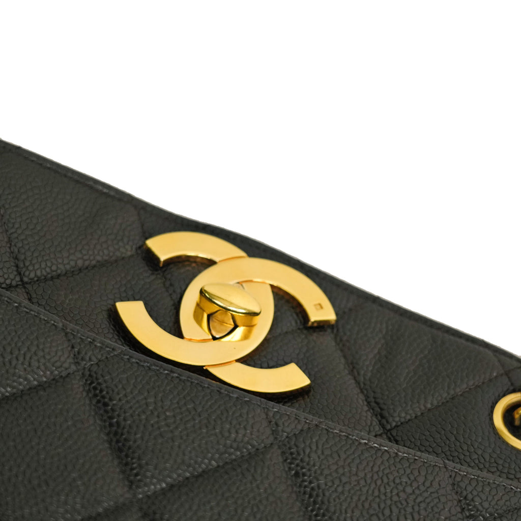 CHANEL 1997–1999 Coco Mark Matelassé Caviar Skin Tote Bag / Shoulder Bag