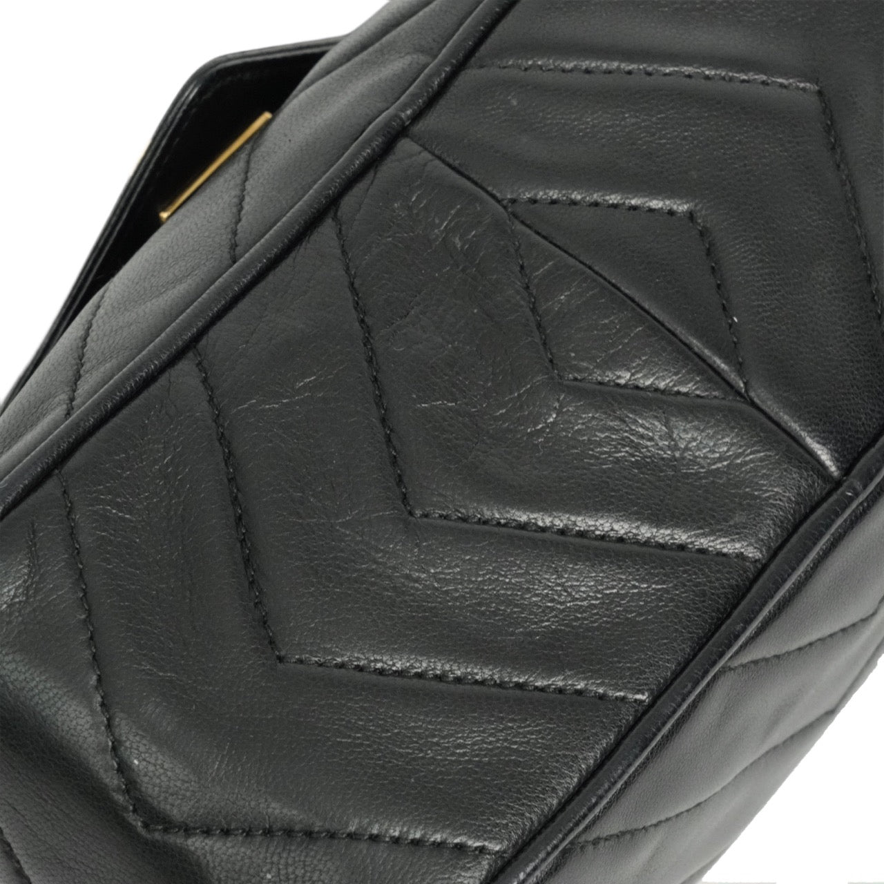 CHANEL 1991-1994 Coco Mark V-Stick Chain Lambskin Shoulder Bag