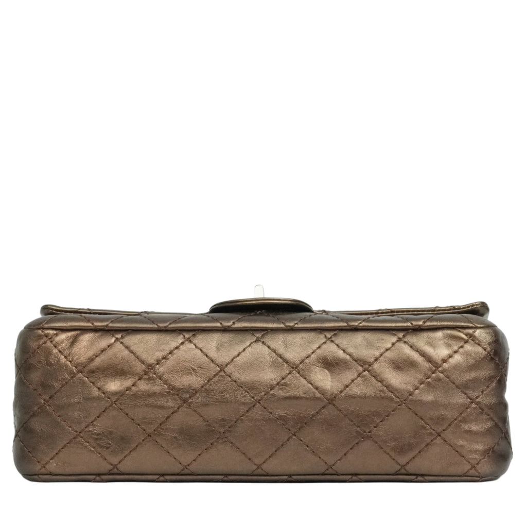 CHANEL 2008-2009 2.55 Matelassé Chain Double Flap Shoulder Bag with Pouch