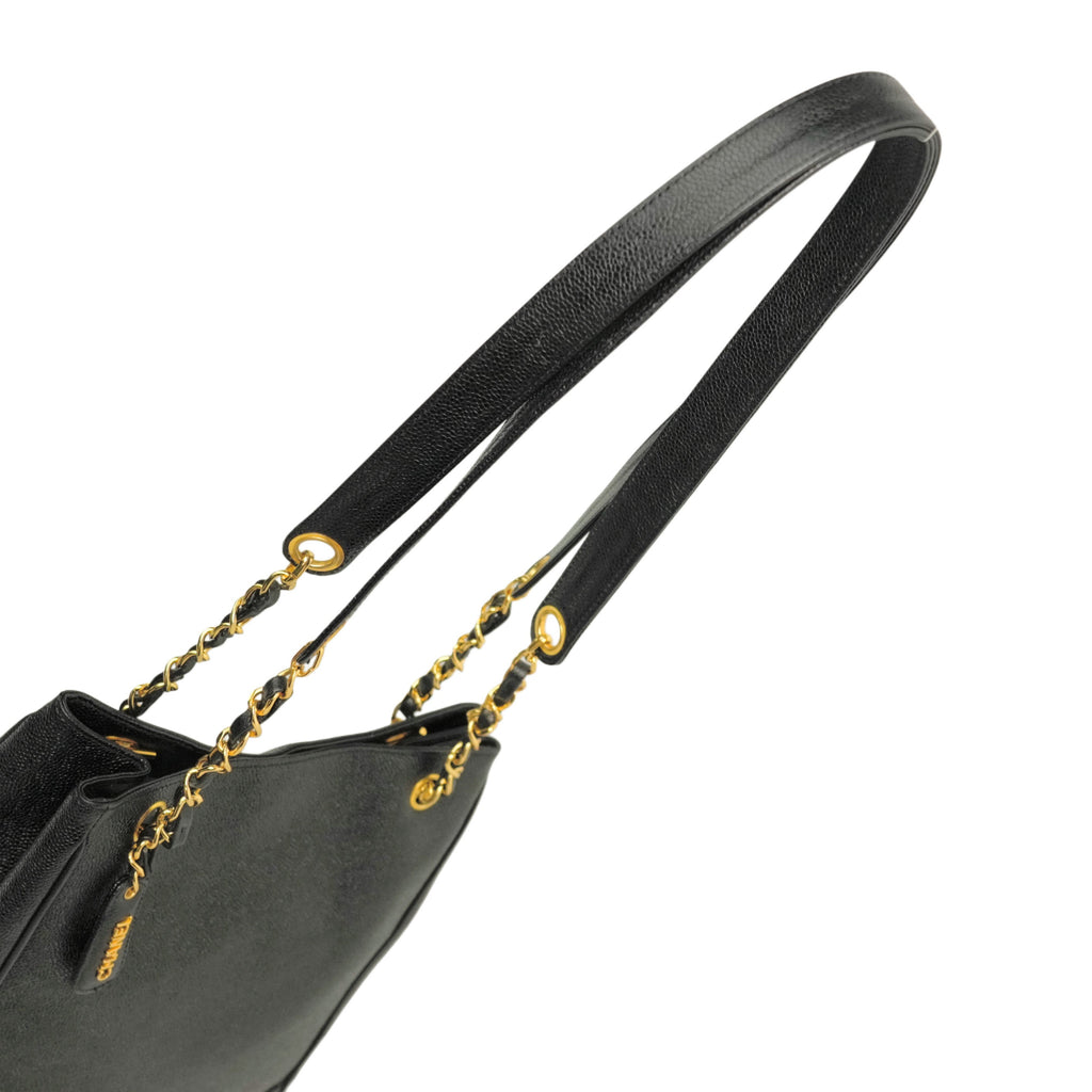 CHANEL 1996–1997 Coco Mark Matelassé Caviar Skin Tote Bag / Shoulder Bag