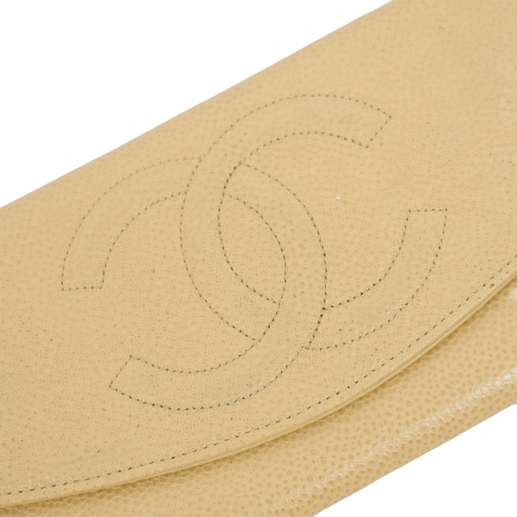 CHANEL 1997-1999 Coco Mark Caviar Skin Long Wallet