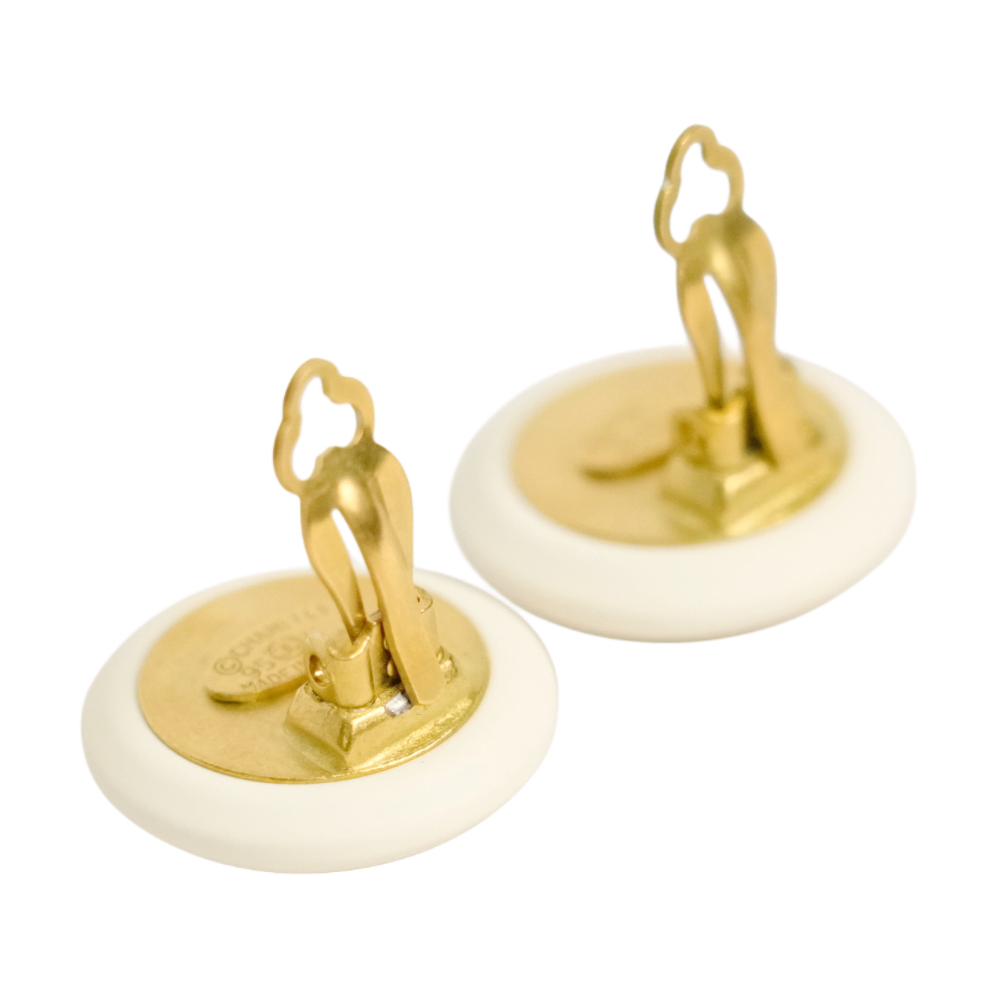 CHANEL Coco Mark Button Earrings