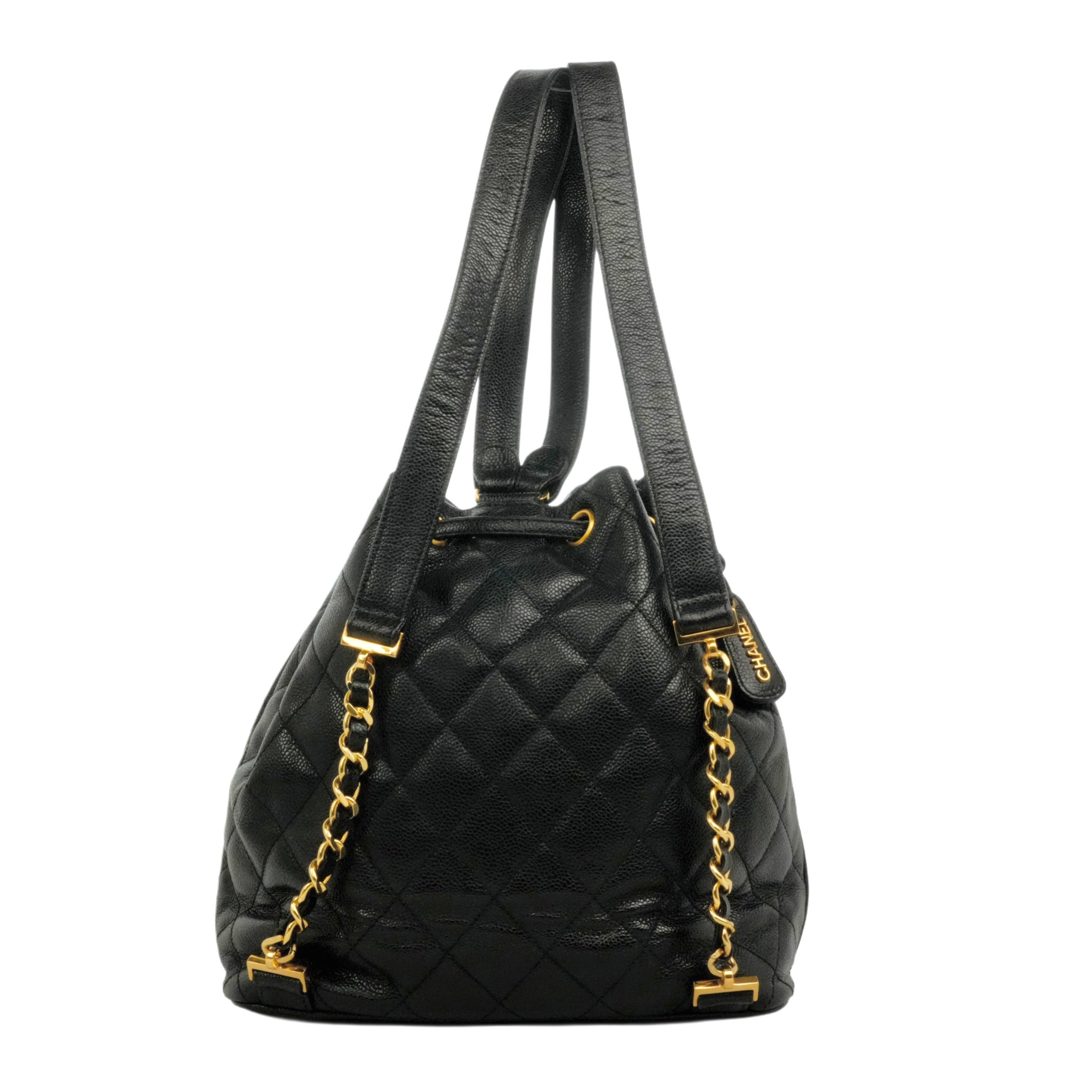 CHANEL 1994–1996 Drawstring Style Caviar Leather Backpack / Handbag