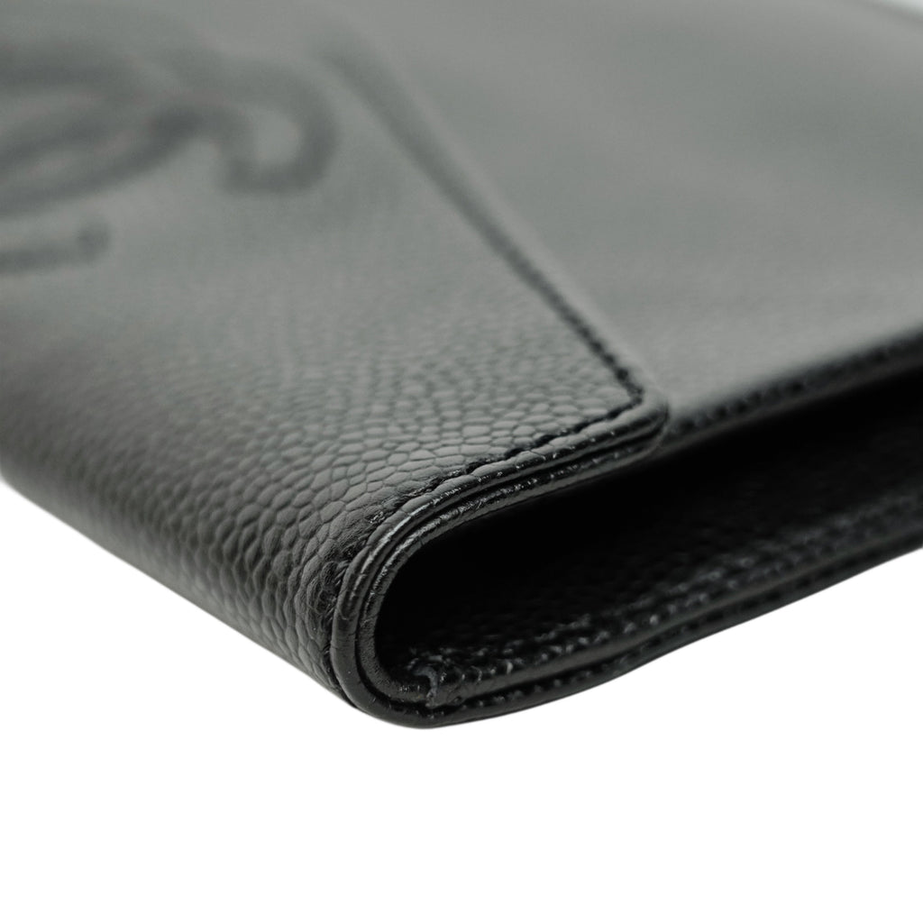 CHANEL 1997–1999 Coco Mark Caviar Leather Long Wallet / Pouch