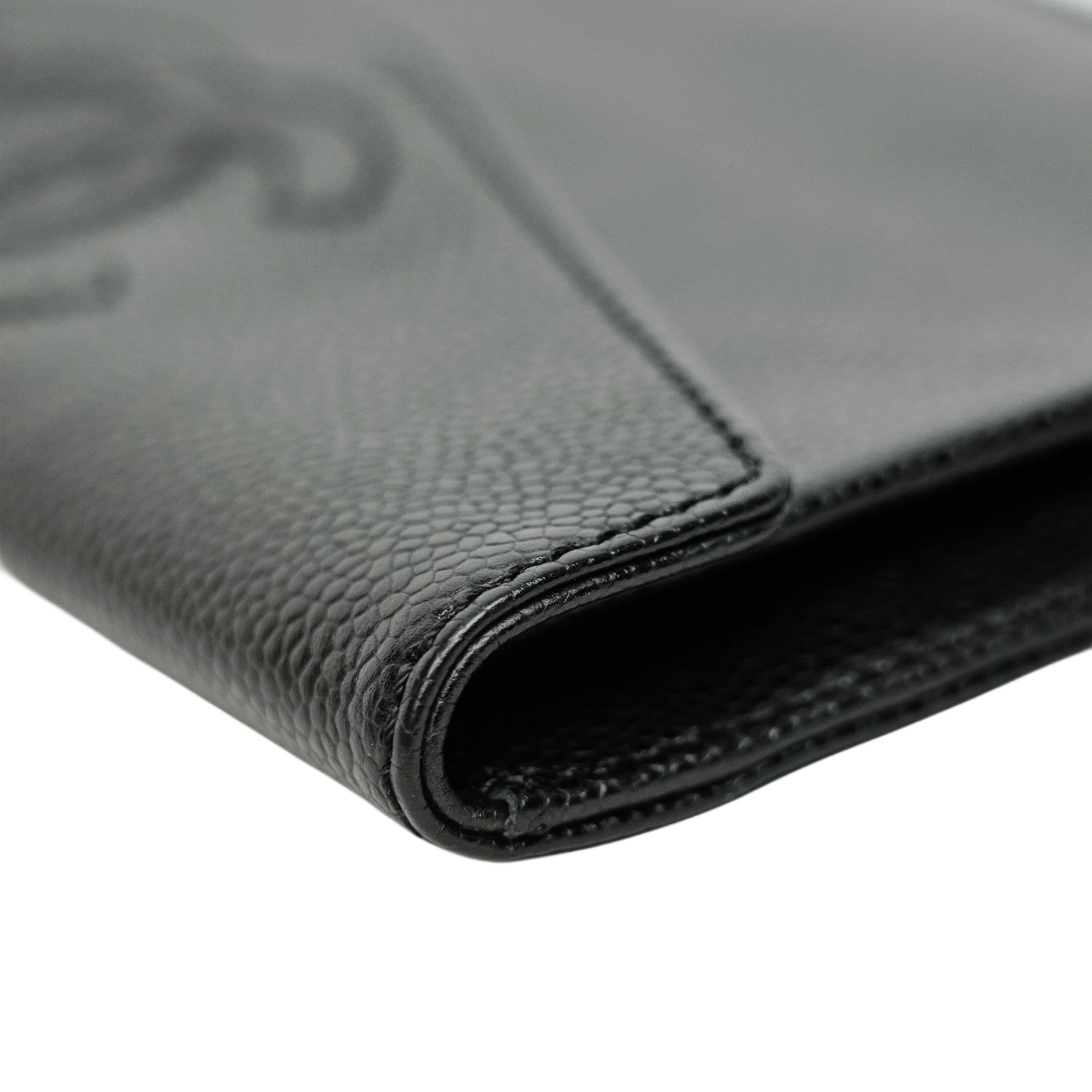CHANEL 1997–1999 Coco Mark Caviar Leather Long Wallet / Pouch