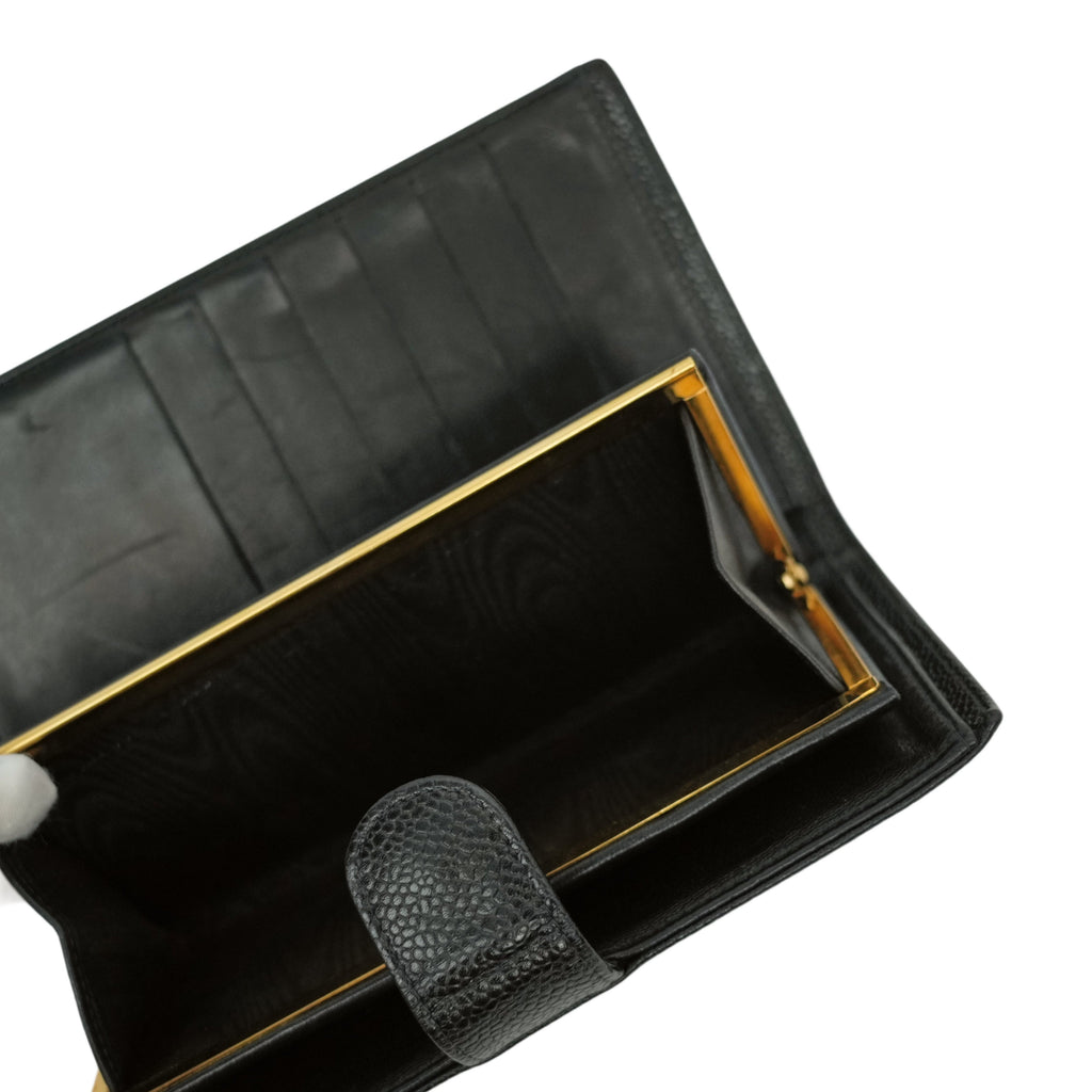 CHANEL 2003-2004 Coco Mark Caviar Skin Long Wallet