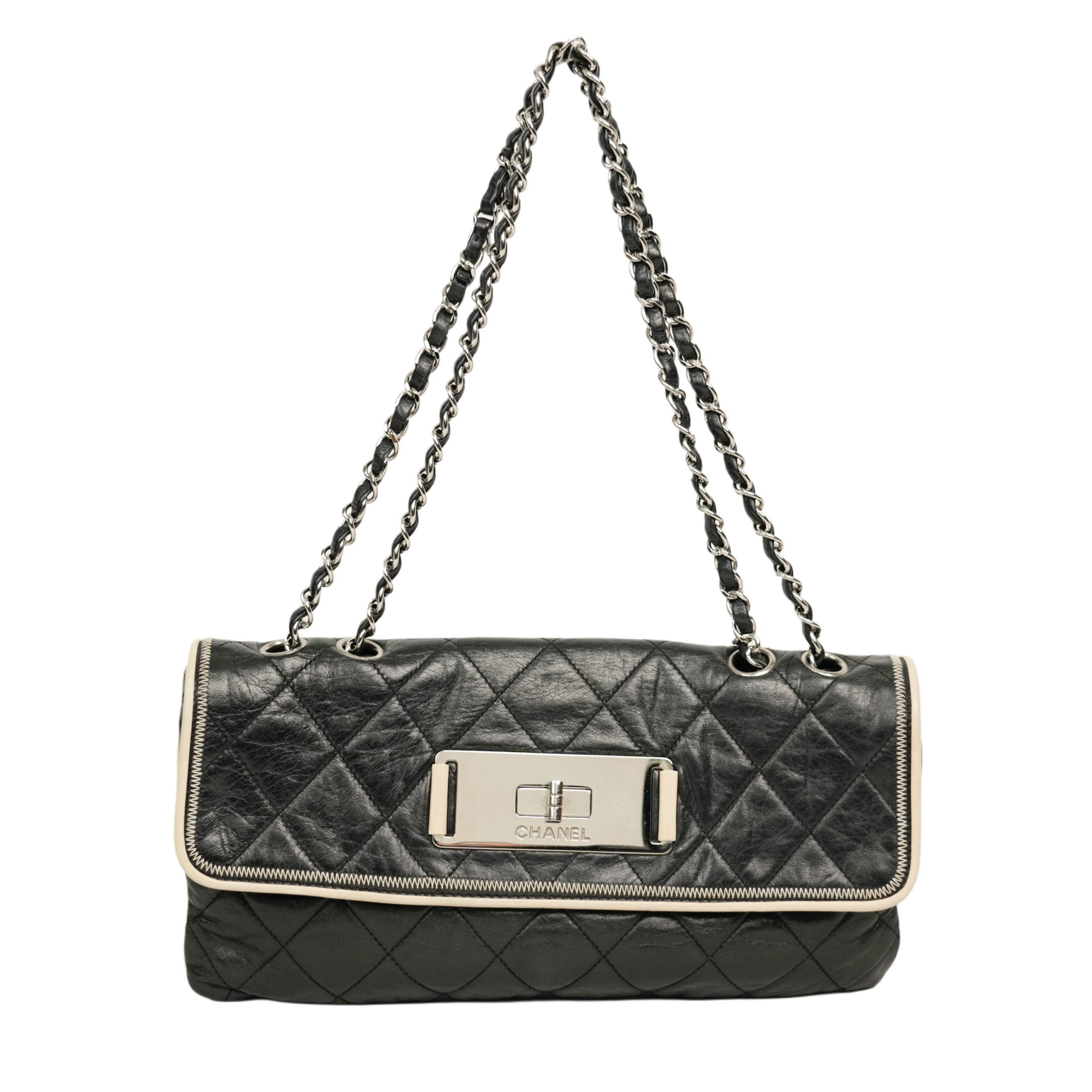 CHANEL 2008–2009 2.55 Chain Matelassé Bicolor Shoulder Bag