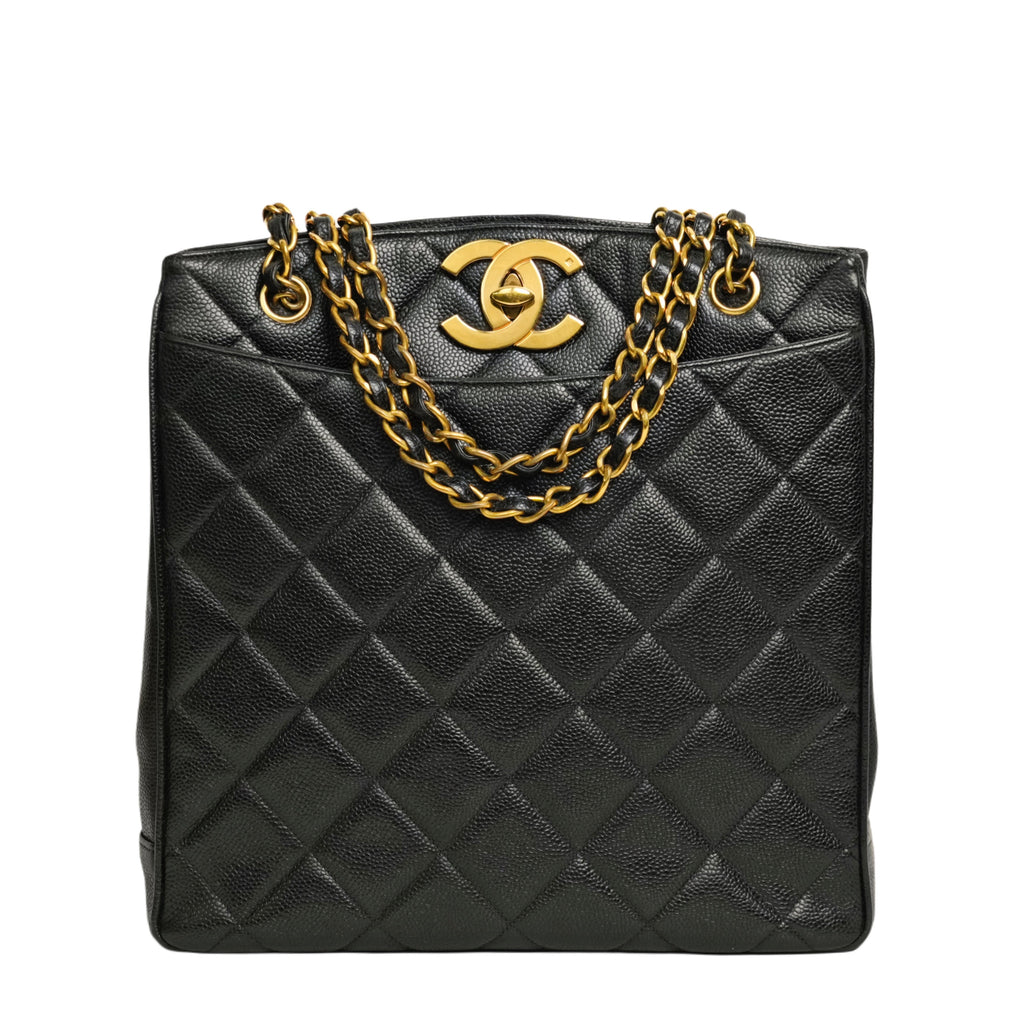 CHANEL 1997–1999 Coco Mark Matelassé Caviar Skin Tote Bag / Shoulder Bag
