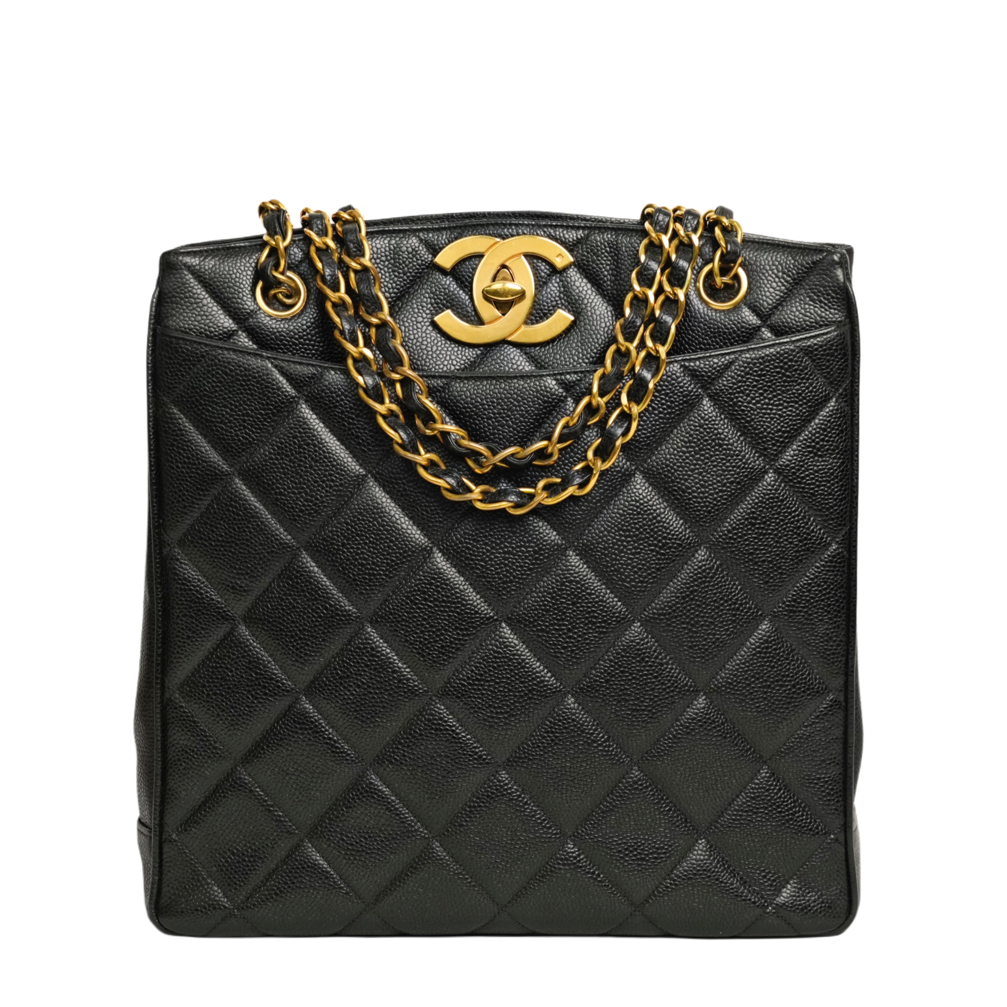 CHANEL 1997–1999 Coco Mark Matelassé Caviar Skin Tote Bag / Shoulder Bag
