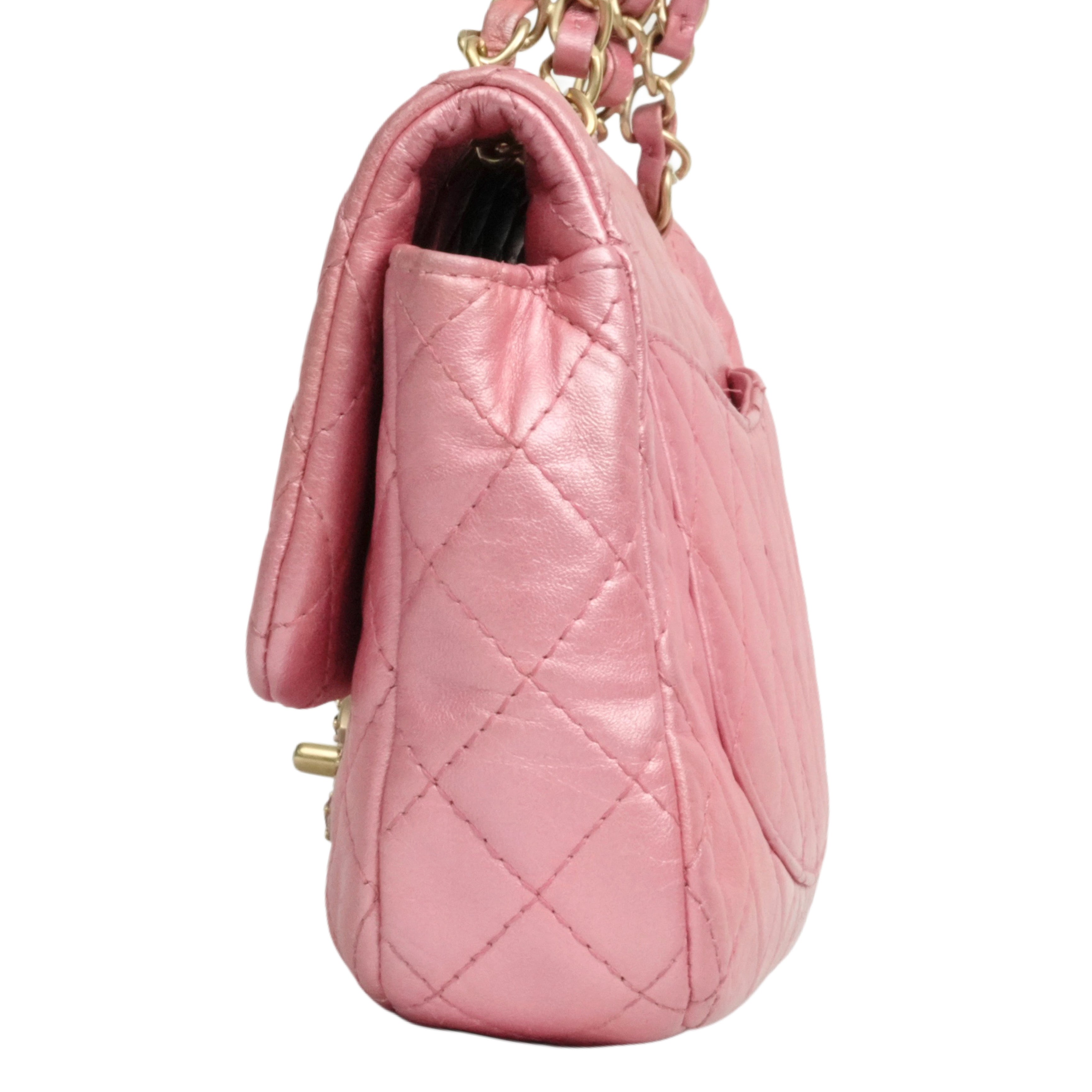 CHANEL 2010–2011 Crystal Logo Matelassé Chain Lambskin Shoulder Bag
