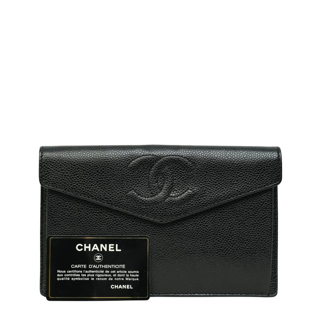 CHANEL 1997–1999 Coco Mark Caviar Leather Long Wallet / Pouch