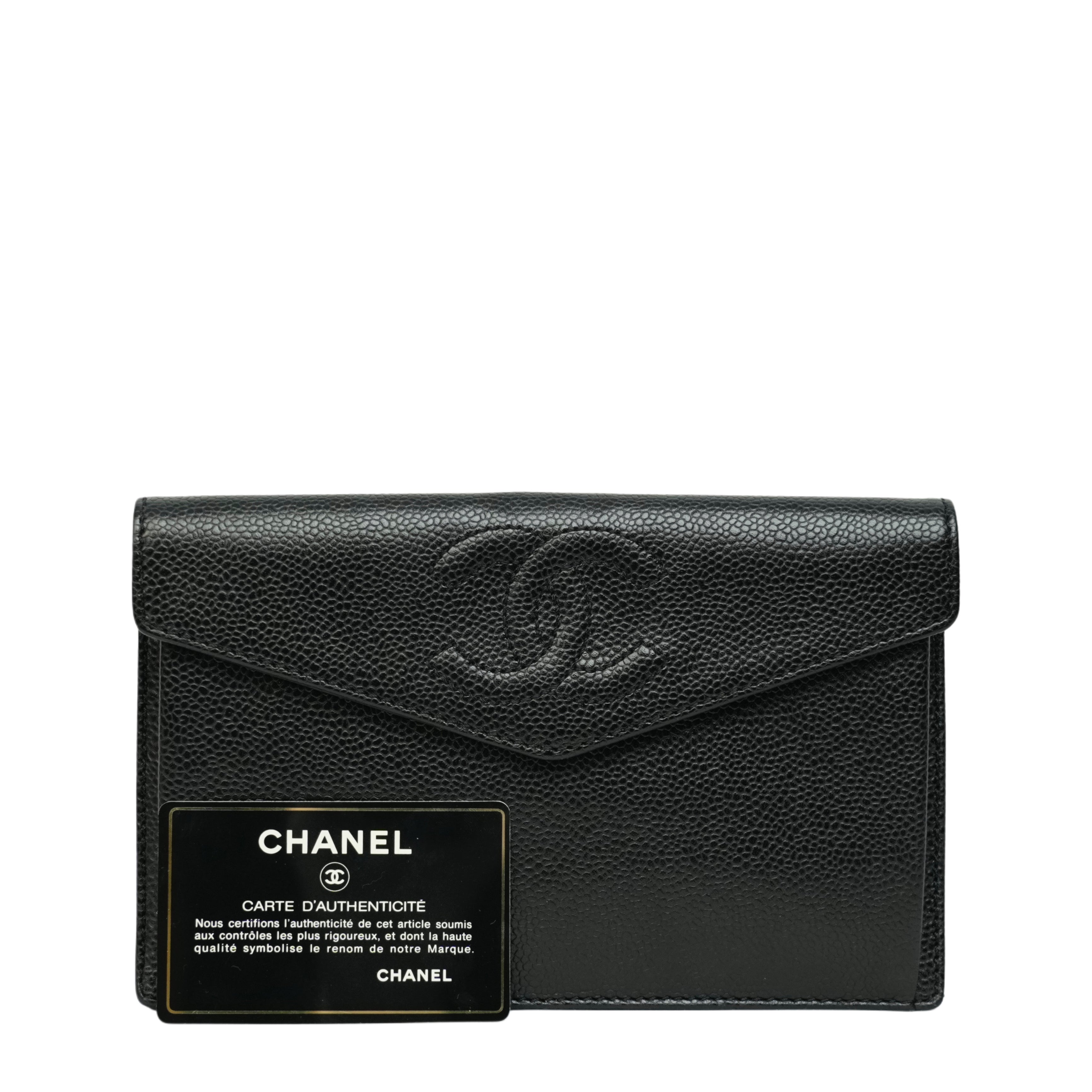 CHANEL 1997–1999 Coco Mark Caviar Leather Long Wallet / Pouch