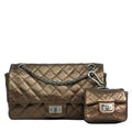 CHANEL 2008-2009 2.55 Matelassé Chain Double Flap Shoulder Bag with Pouch