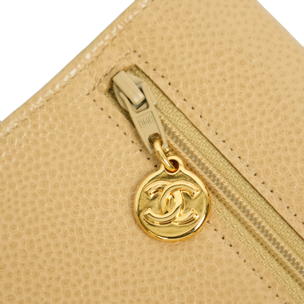 CHANEL 1997-1999 Coco Mark Caviar Skin Long Wallet