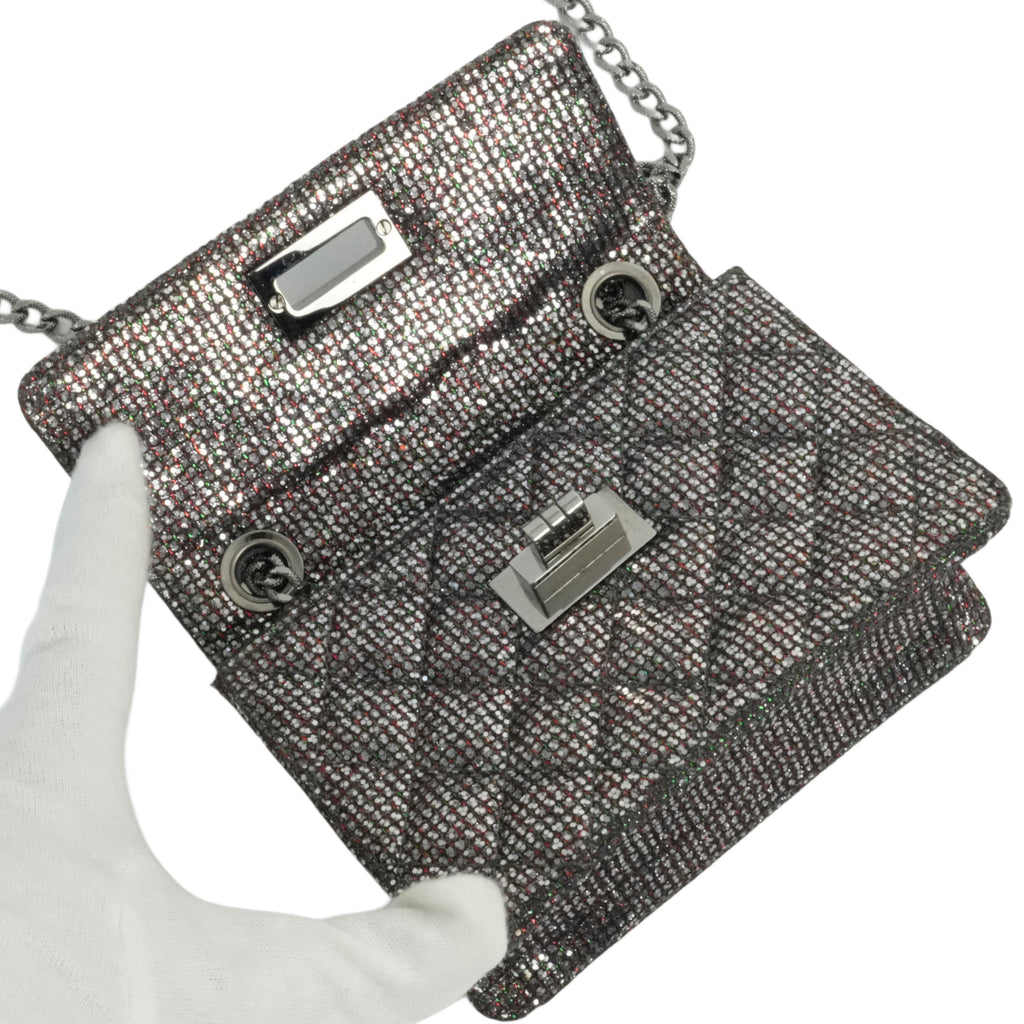 CHANEL 2010-2011 Matelassé 2.55 Chain Sequin Mini Shoulder Bag