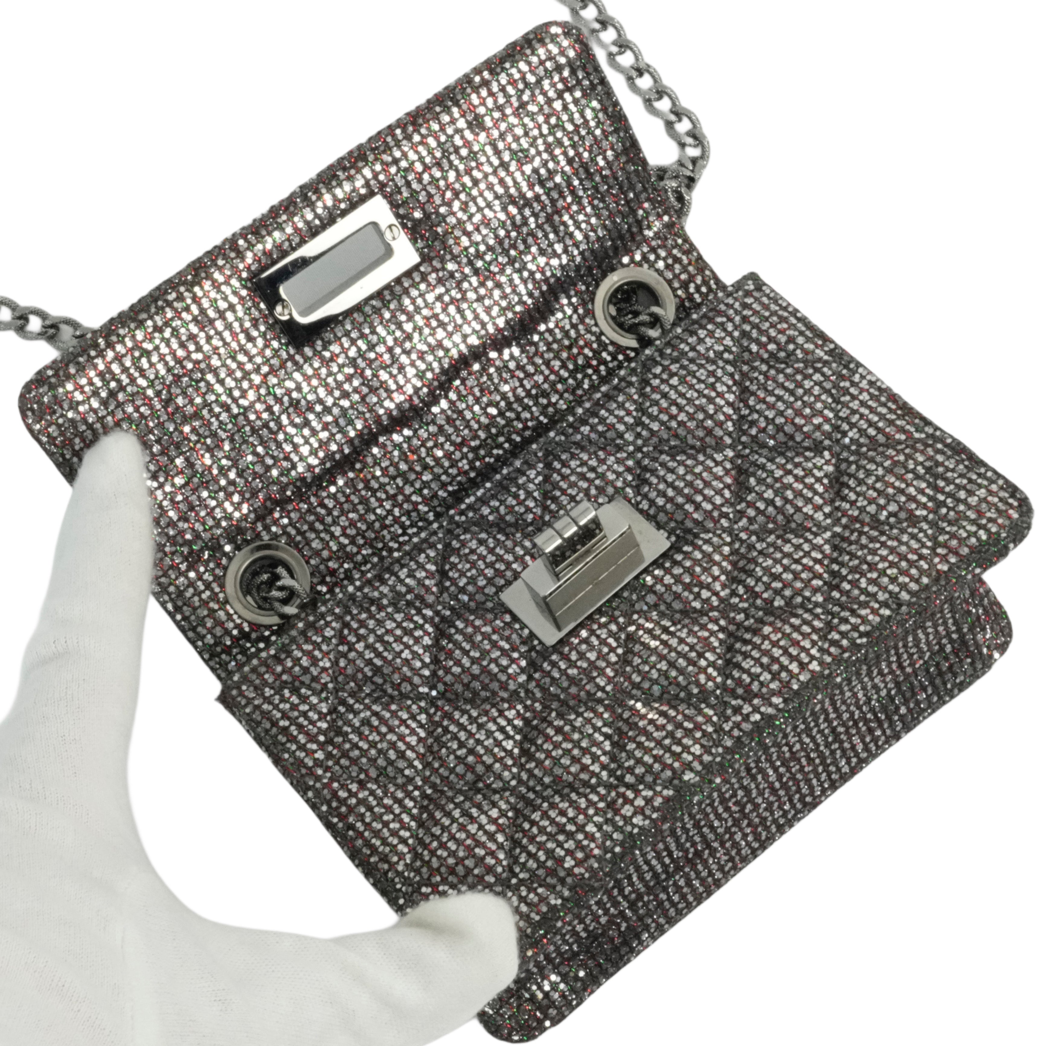 CHANEL 2010-2011 Matelassé 2.55 Chain Sequin Mini Shoulder Bag