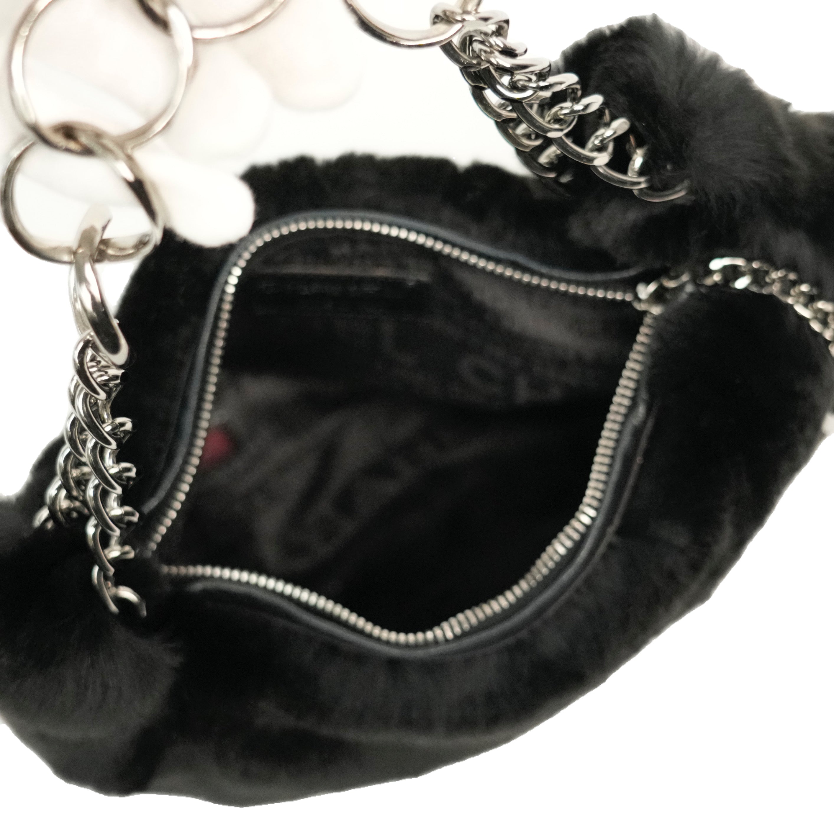 CHANEL 2002–2003 Fur Coco Mark Chain Shoulder Bag