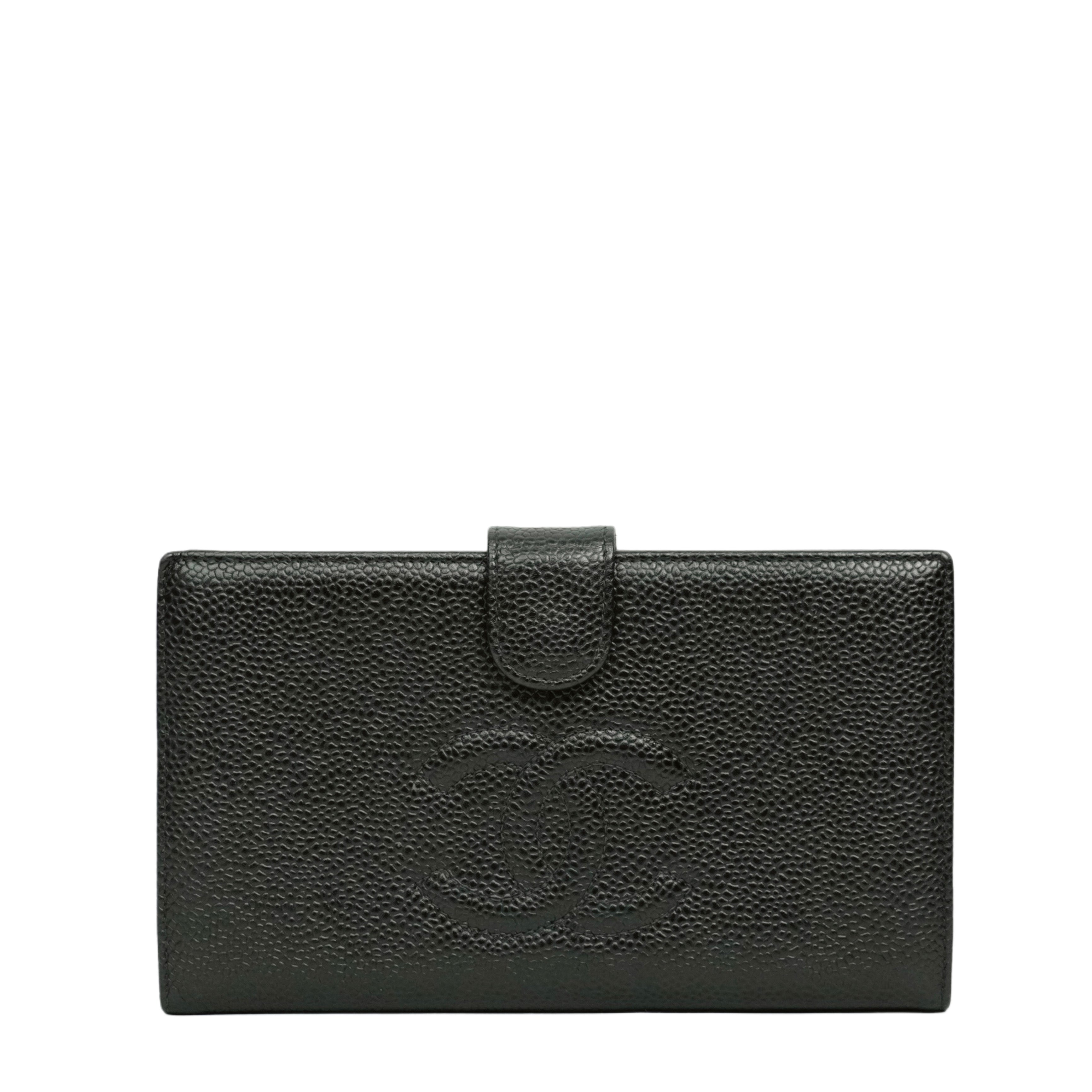 CHANEL 2003-2004 Coco Mark Caviar Skin Long Wallet