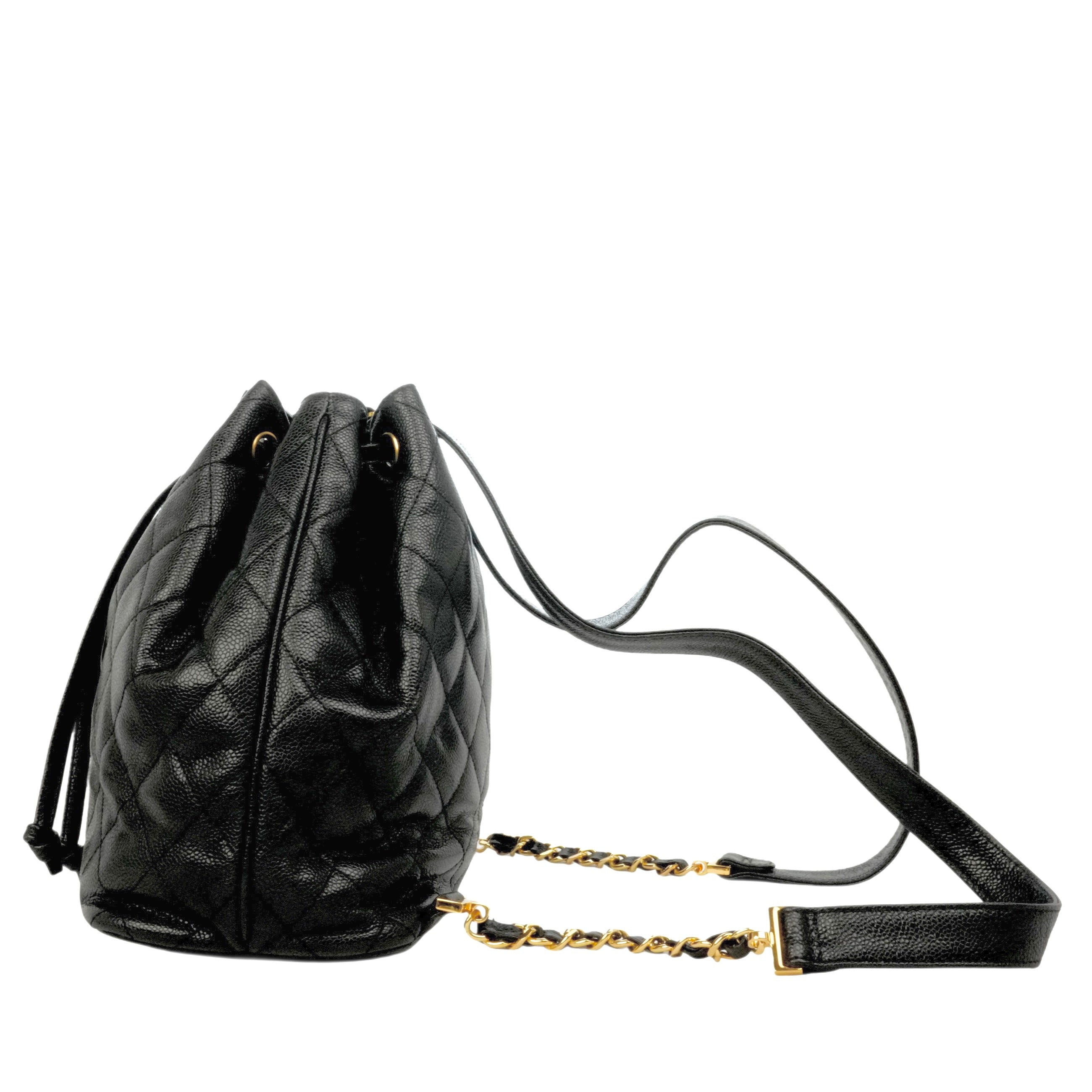 CHANEL 1994–1996 Drawstring Style Caviar Leather Backpack / Handbag