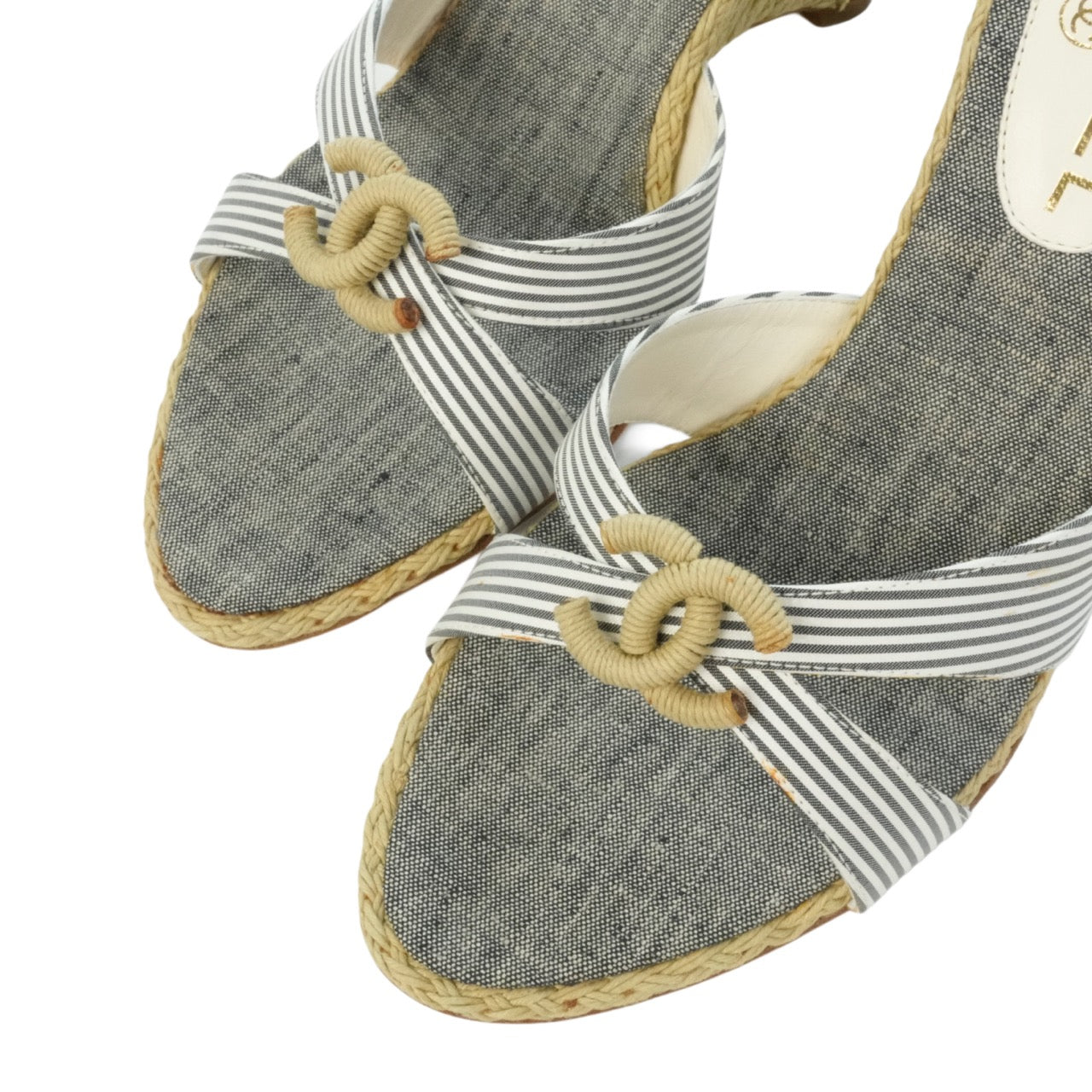 CHANEL Coco Mark Marine Mules Sandals