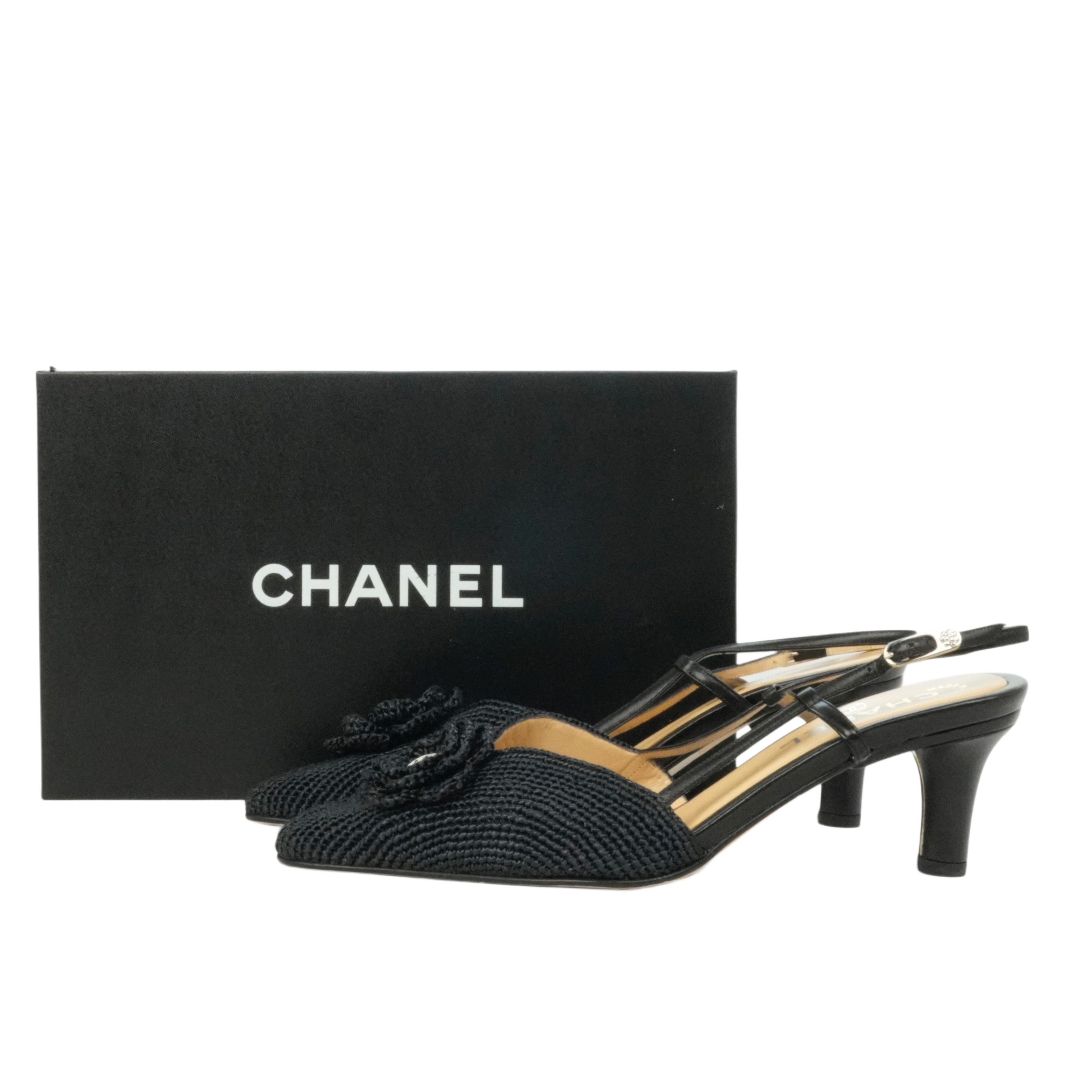 CHANEL Camellia Slingback Sandals