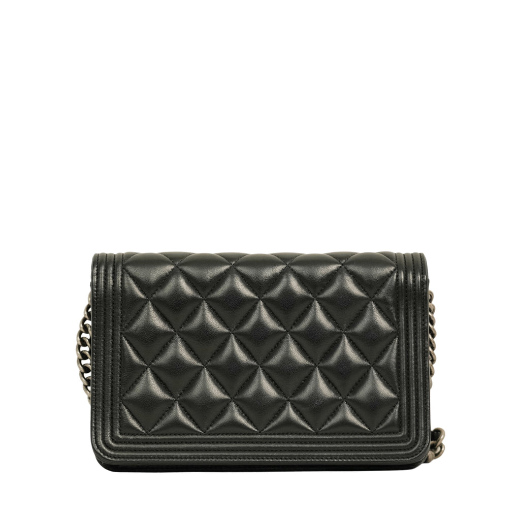 CHANEL Boy Chanel Matelassé Coco Mark Chain Wallet / Shoulder Bag