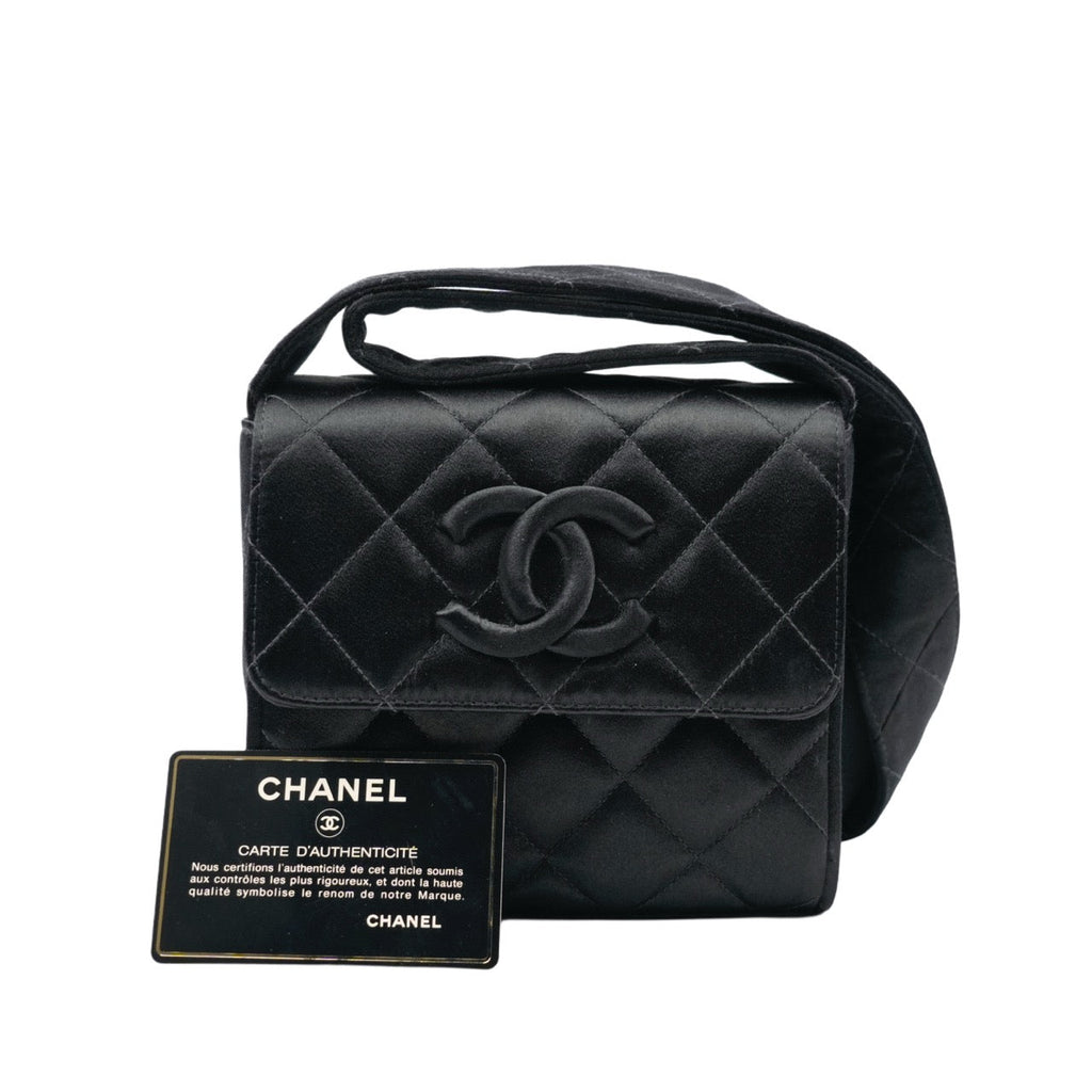 CHANEL 1991-1994 Mini MatelasseSatin Shoulder bag