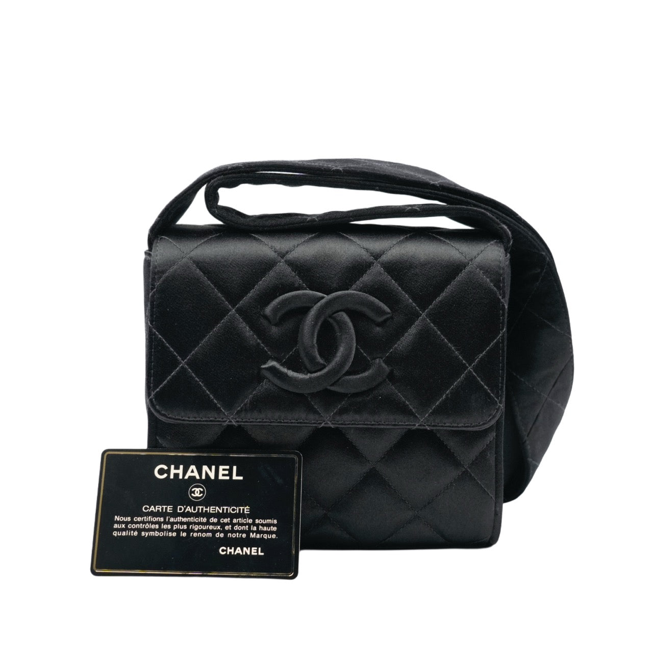 CHANEL 1991-1994 Mini MatelasseSatin Shoulder bag