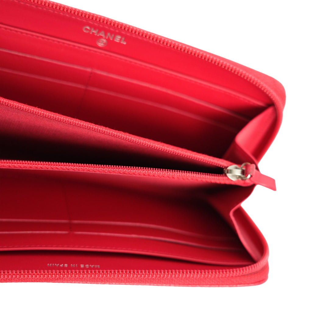 CHANEL 2013-2014 Caviar Skin Coco Mark Long Wallet