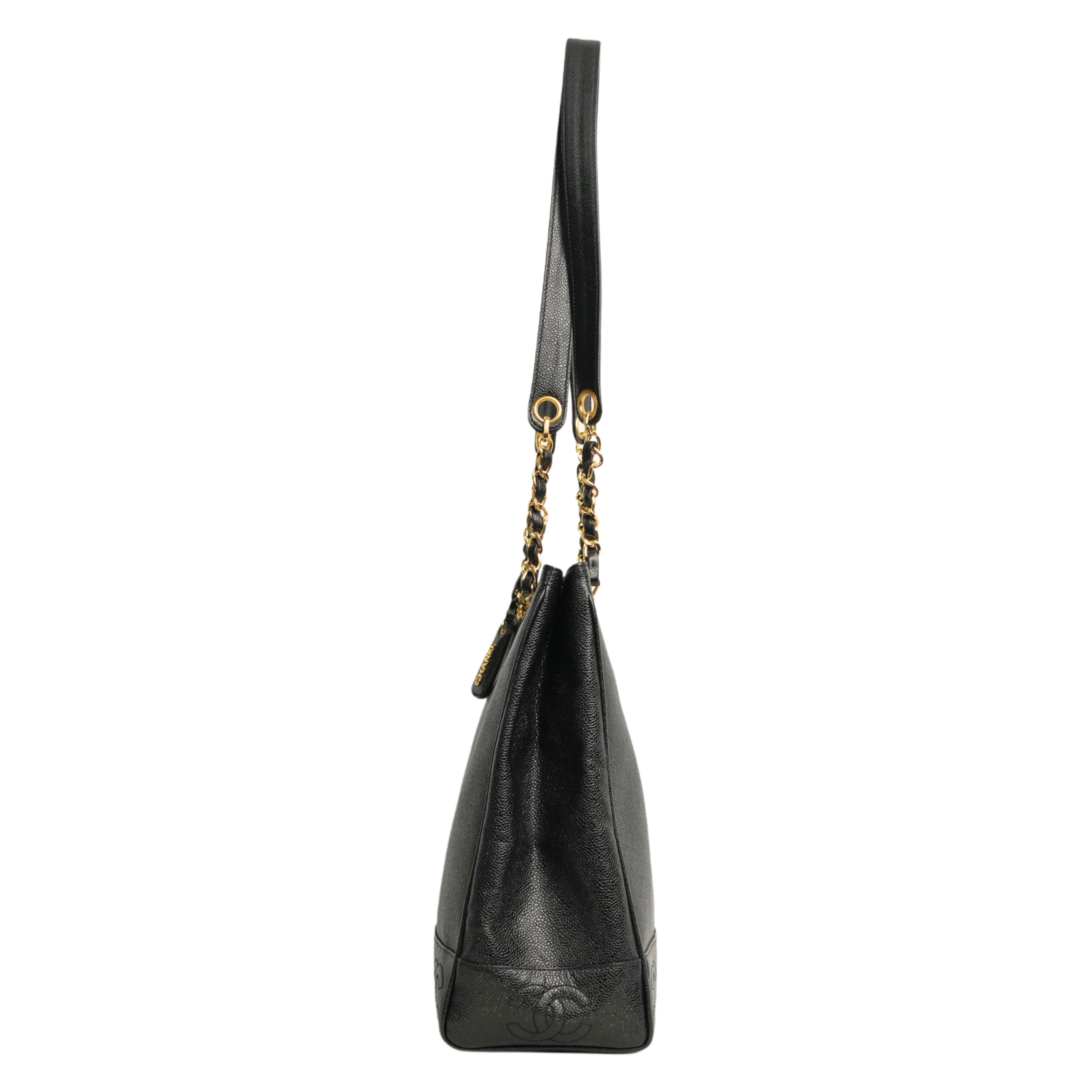 CHANEL 1996–1997 Coco Mark Matelassé Caviar Skin Tote Bag / Shoulder Bag