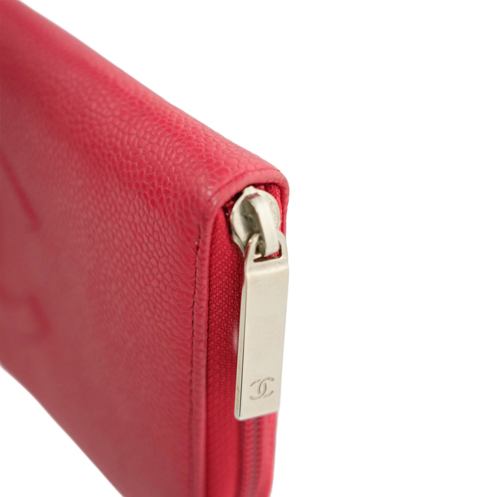 CHANEL 2013-2014 Caviar Skin Coco Mark Long Wallet