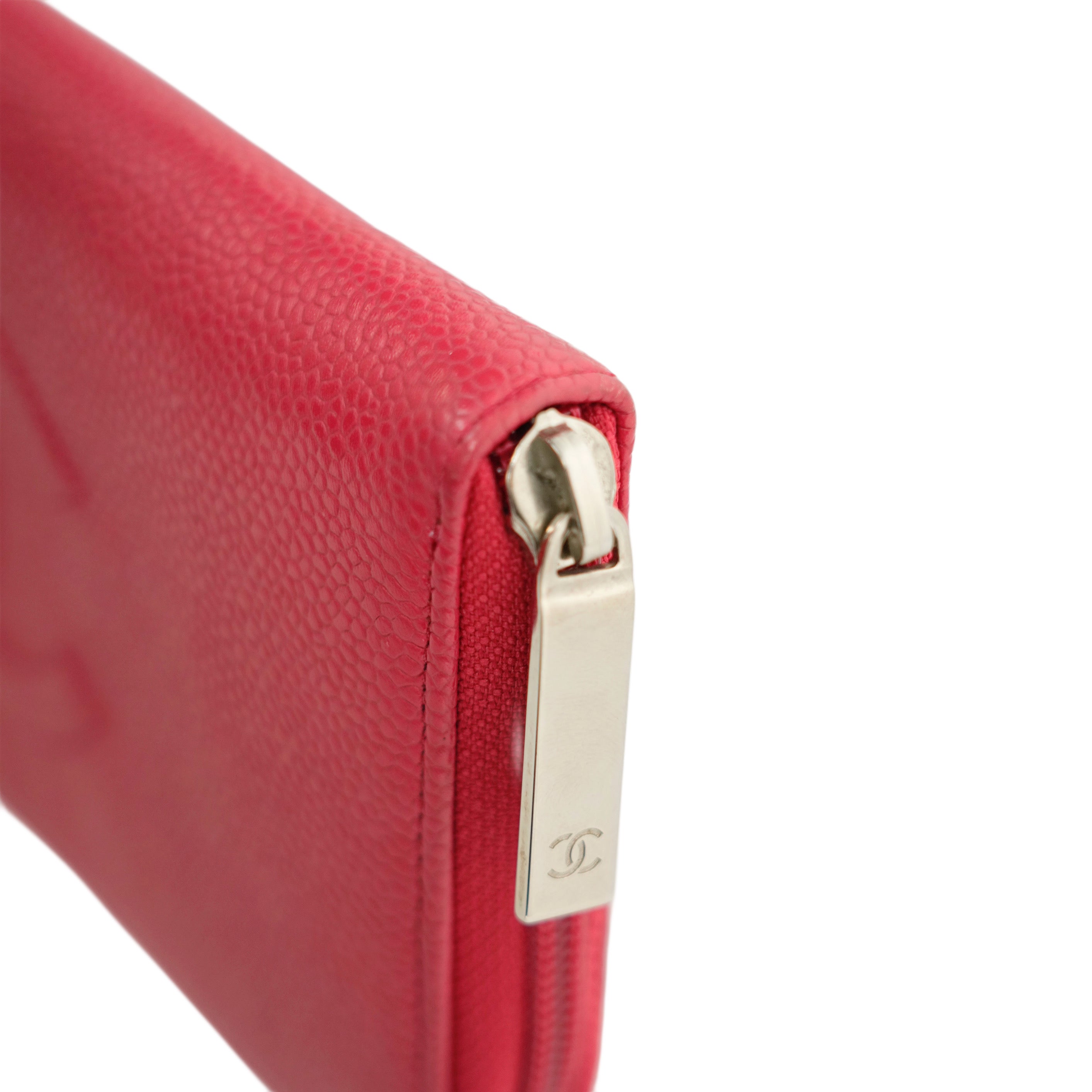 CHANEL 2013-2014 Caviar Skin Coco Mark Long Wallet