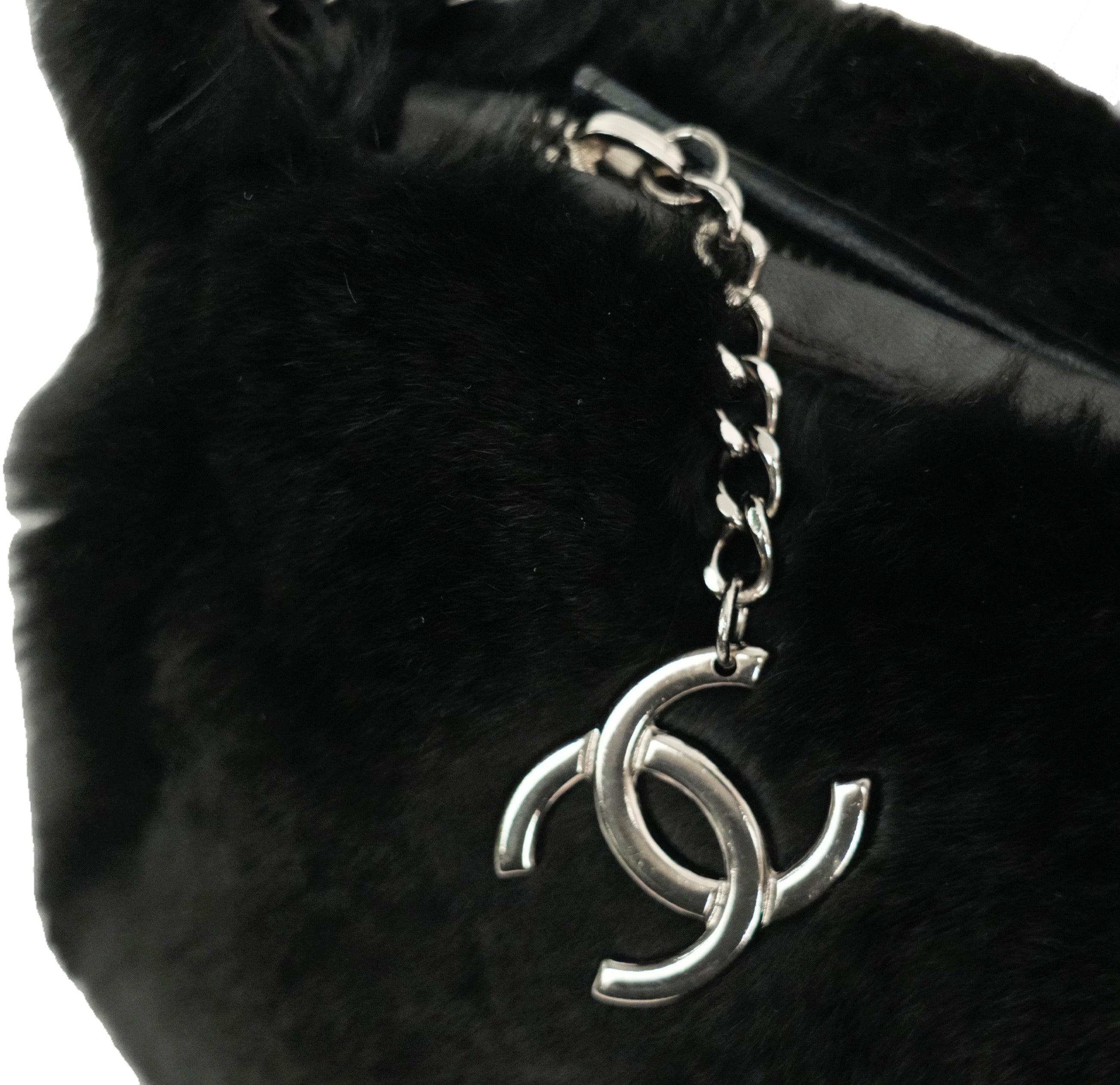CHANEL 2002–2003 Fur Coco Mark Chain Shoulder Bag