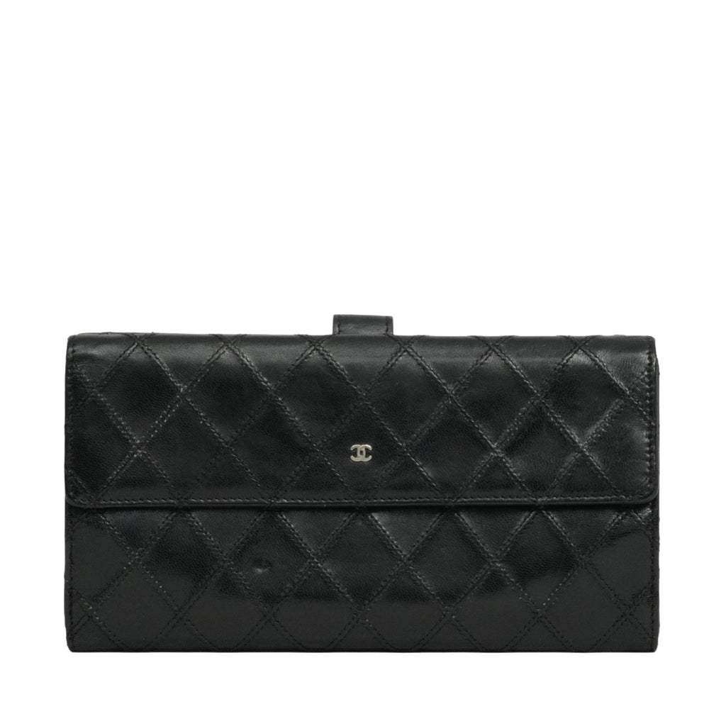 CHANEL 2009–2010 Matelassé Coco Mark Bi-Fold Long Wallet
