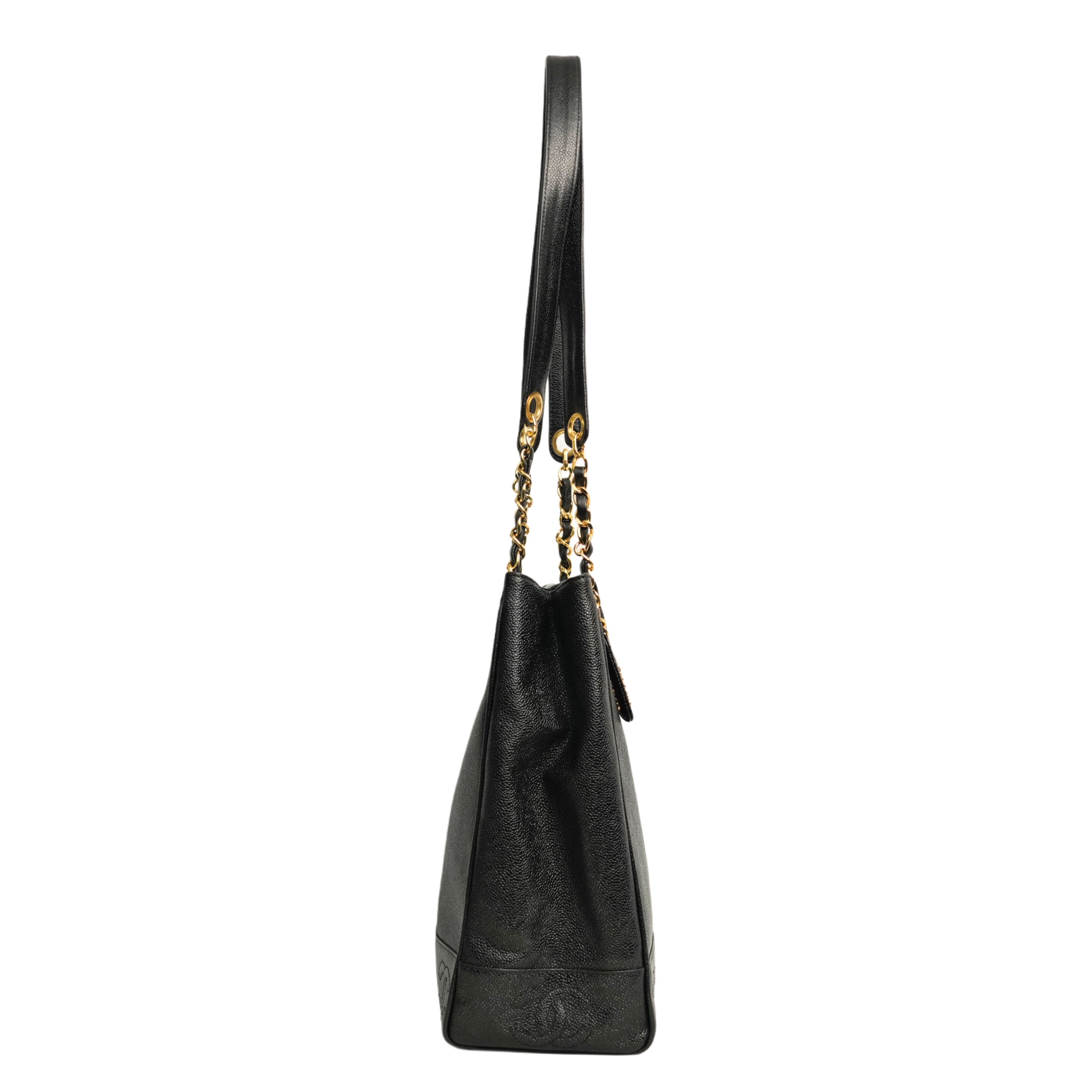 CHANEL 1996–1997 Coco Mark Matelassé Caviar Skin Tote Bag / Shoulder Bag