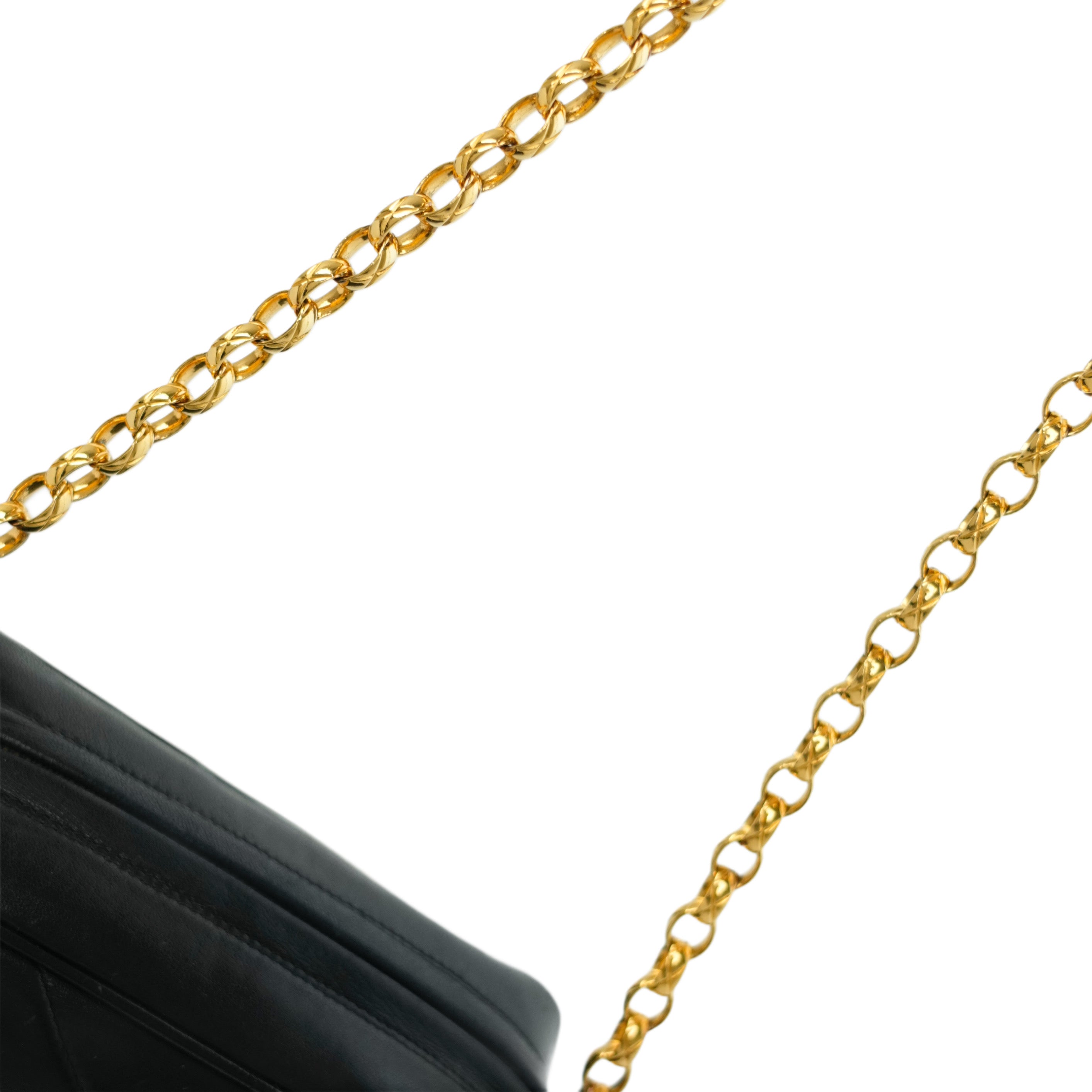 CHANEL 1991-1994 Coco Mark V-Stick Chain Lambskin Shoulder Bag
