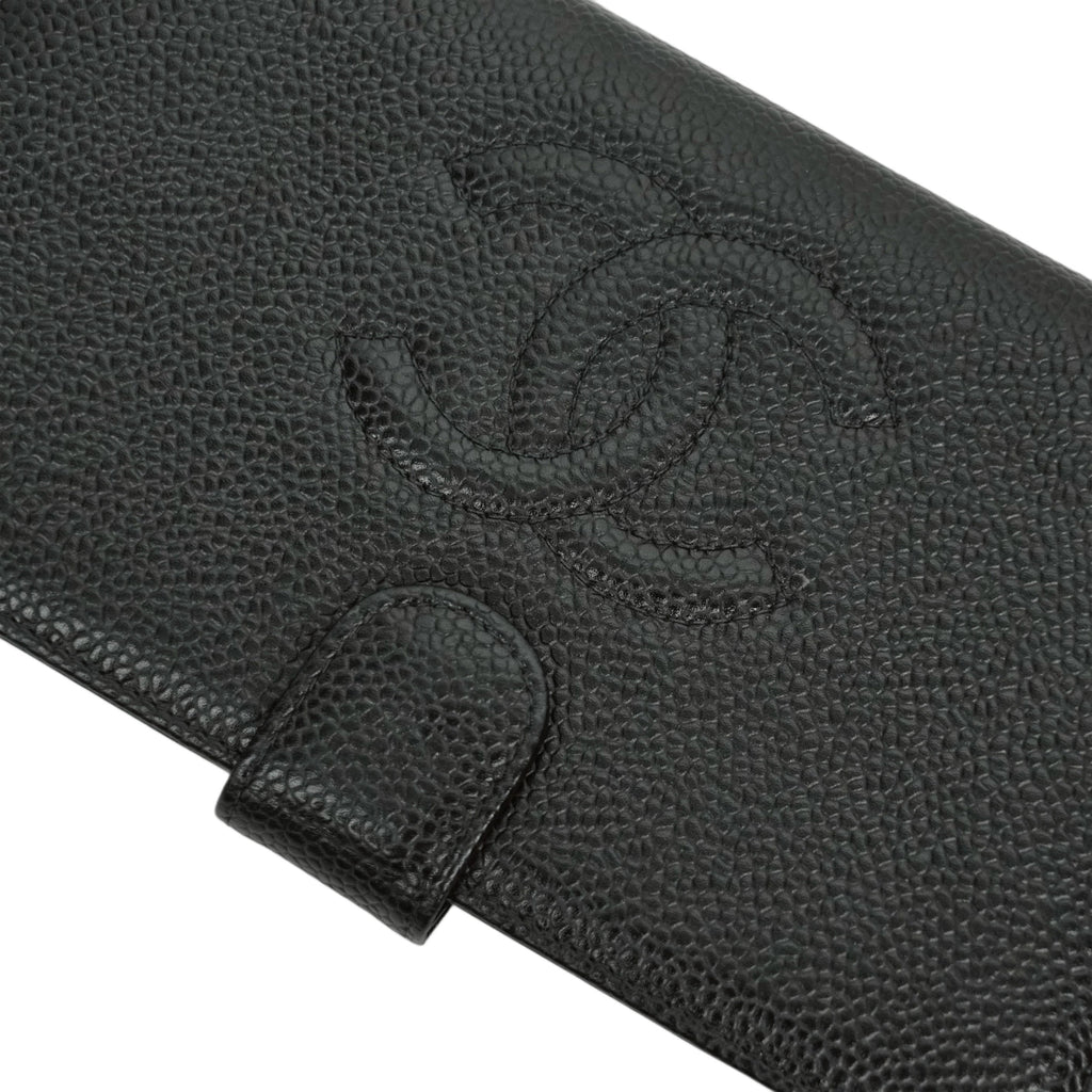 CHANEL 2003-2004 Coco Mark Caviar Skin Long Wallet