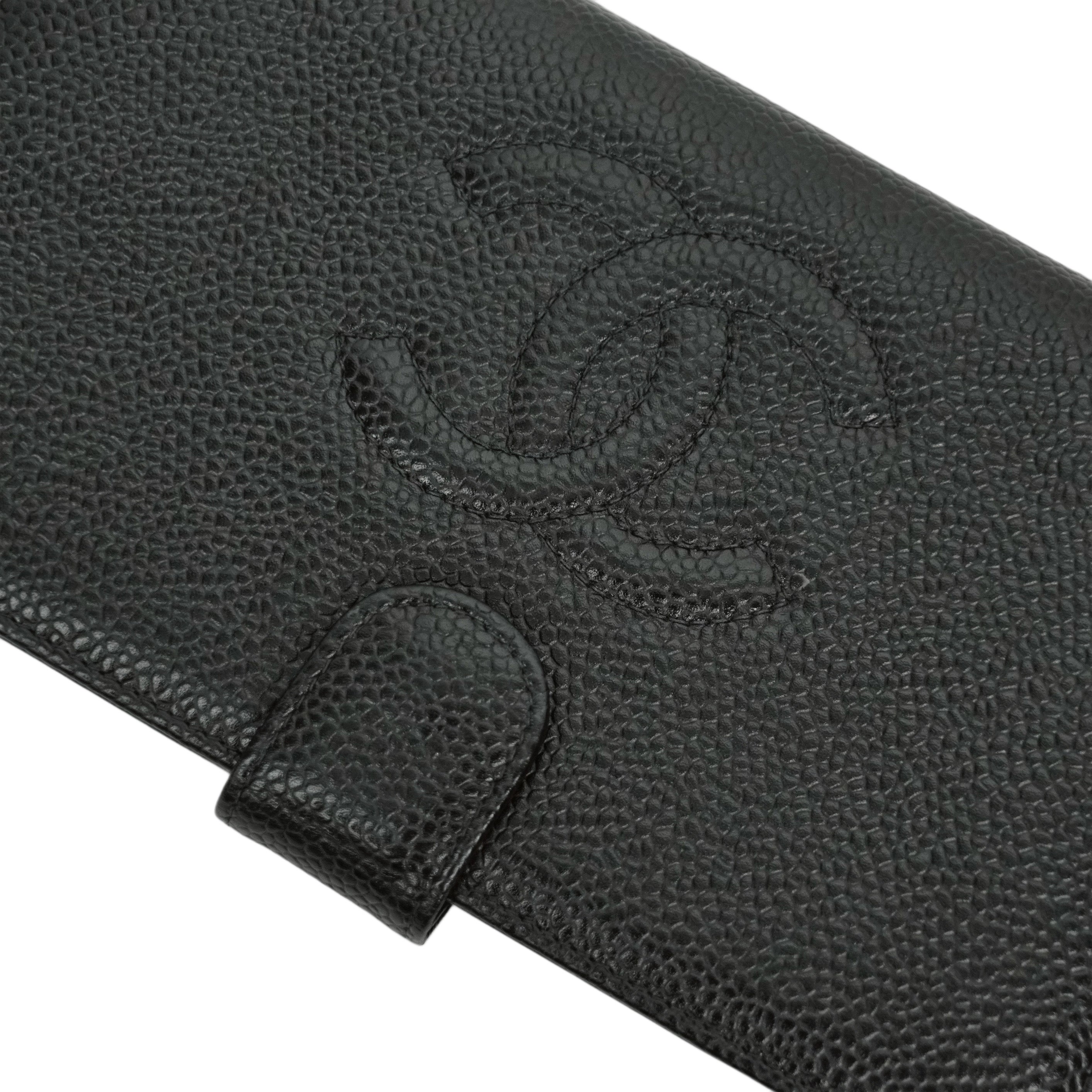 CHANEL 2003-2004 Coco Mark Caviar Skin Long Wallet