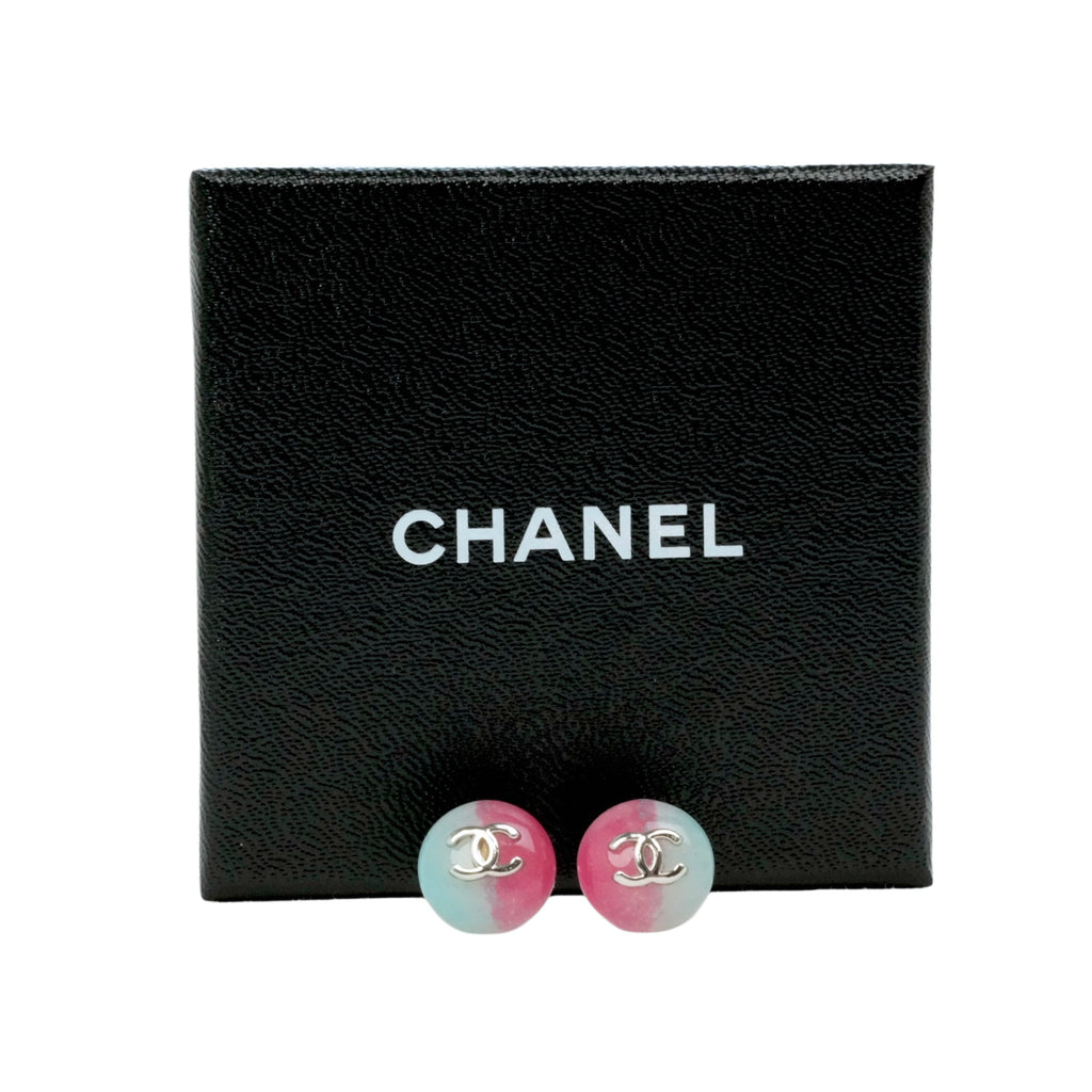 CHANEL Bicolor Coco Mark Earrings