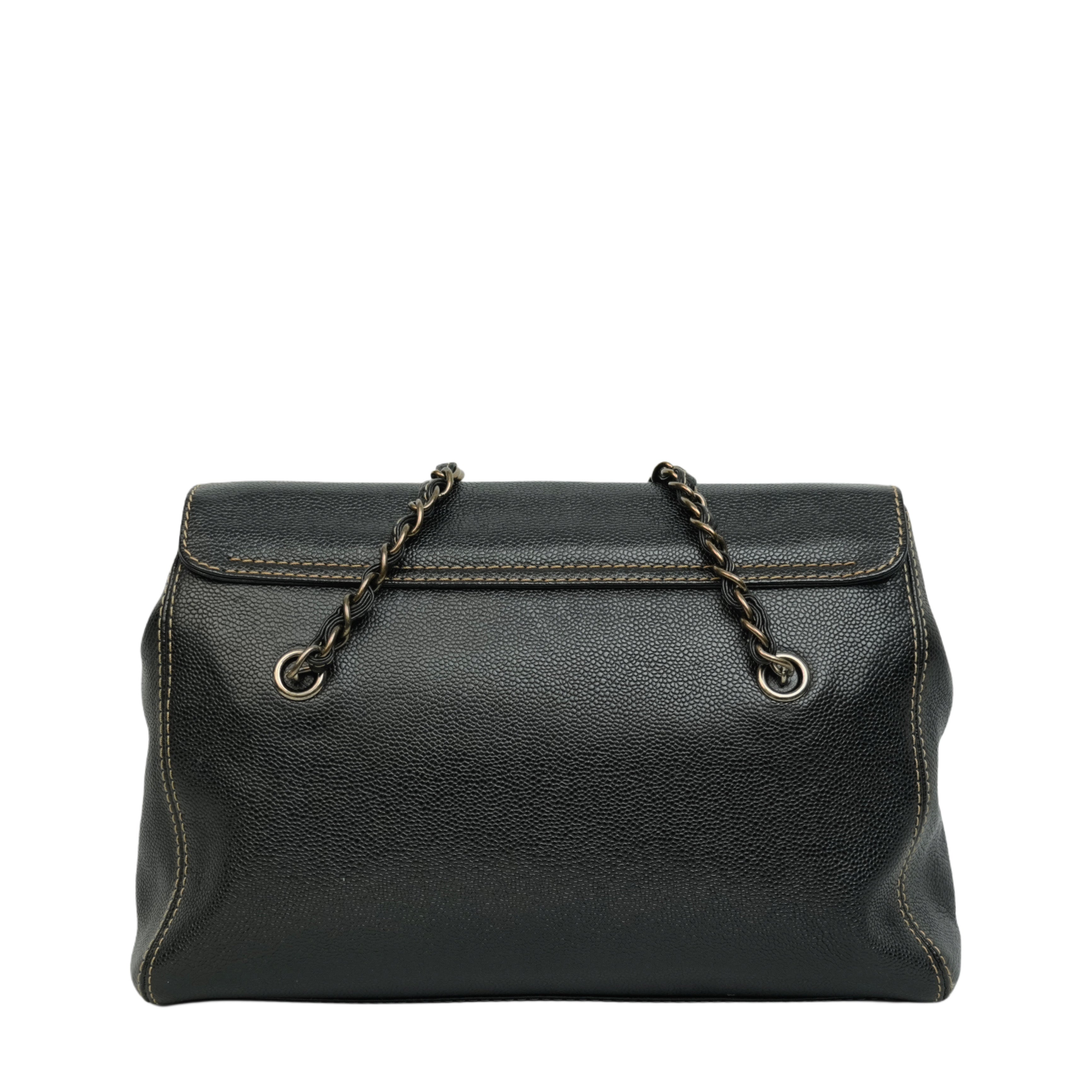 CHANEL 2002–2003 Chain Caviar Leather Shoulder Bag