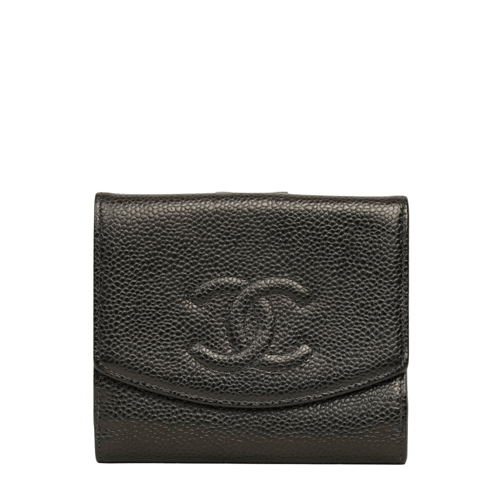 CHANEL 2000-2002 Coco Mark Caviar Skin Bi-Fold Wallet