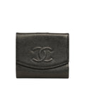 CHANEL 2000-2002 Coco Mark Caviar Skin Bi-Fold Wallet
