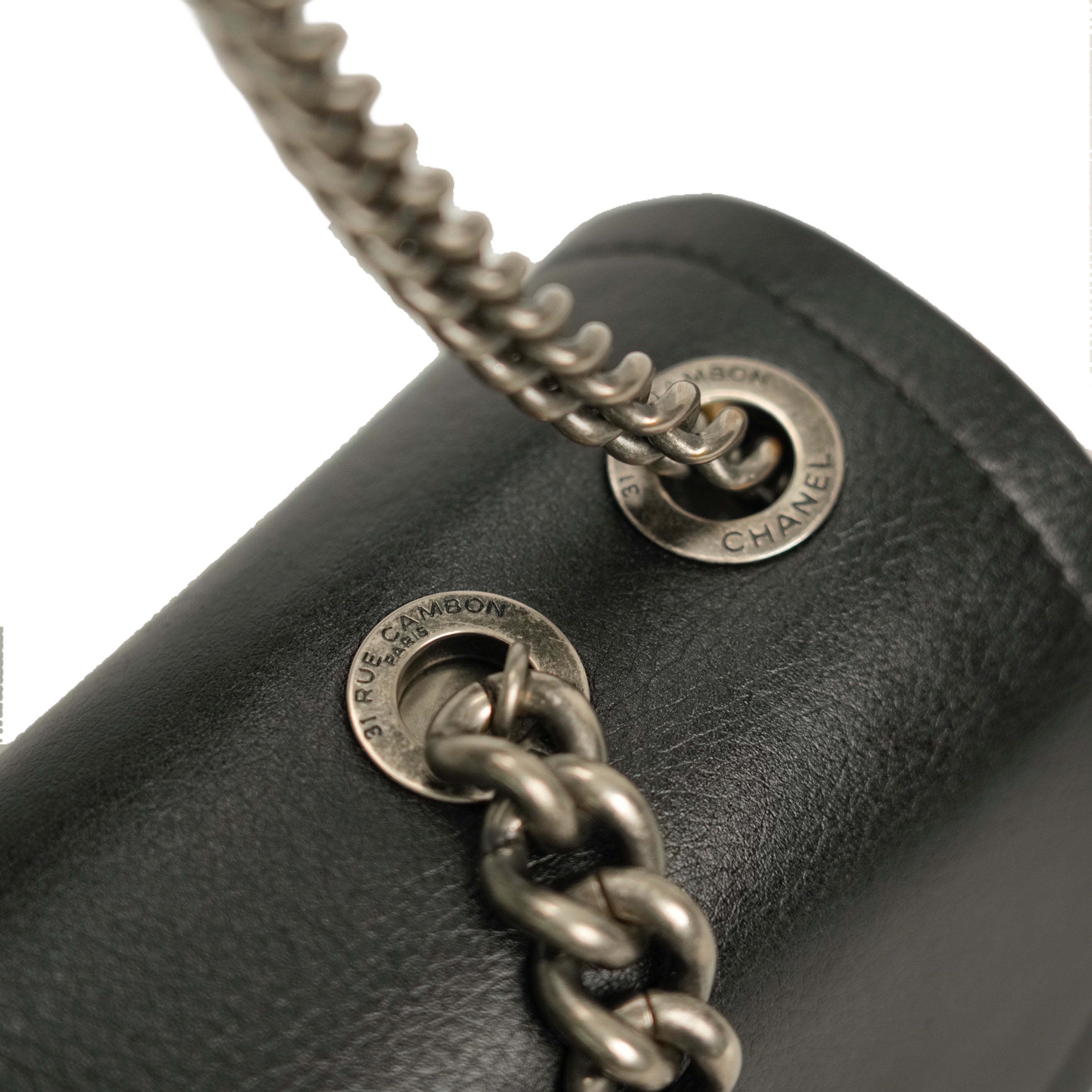CHANEL Coco Mark Chain Aged Metal Hardware Handbag / Shoulder Bag