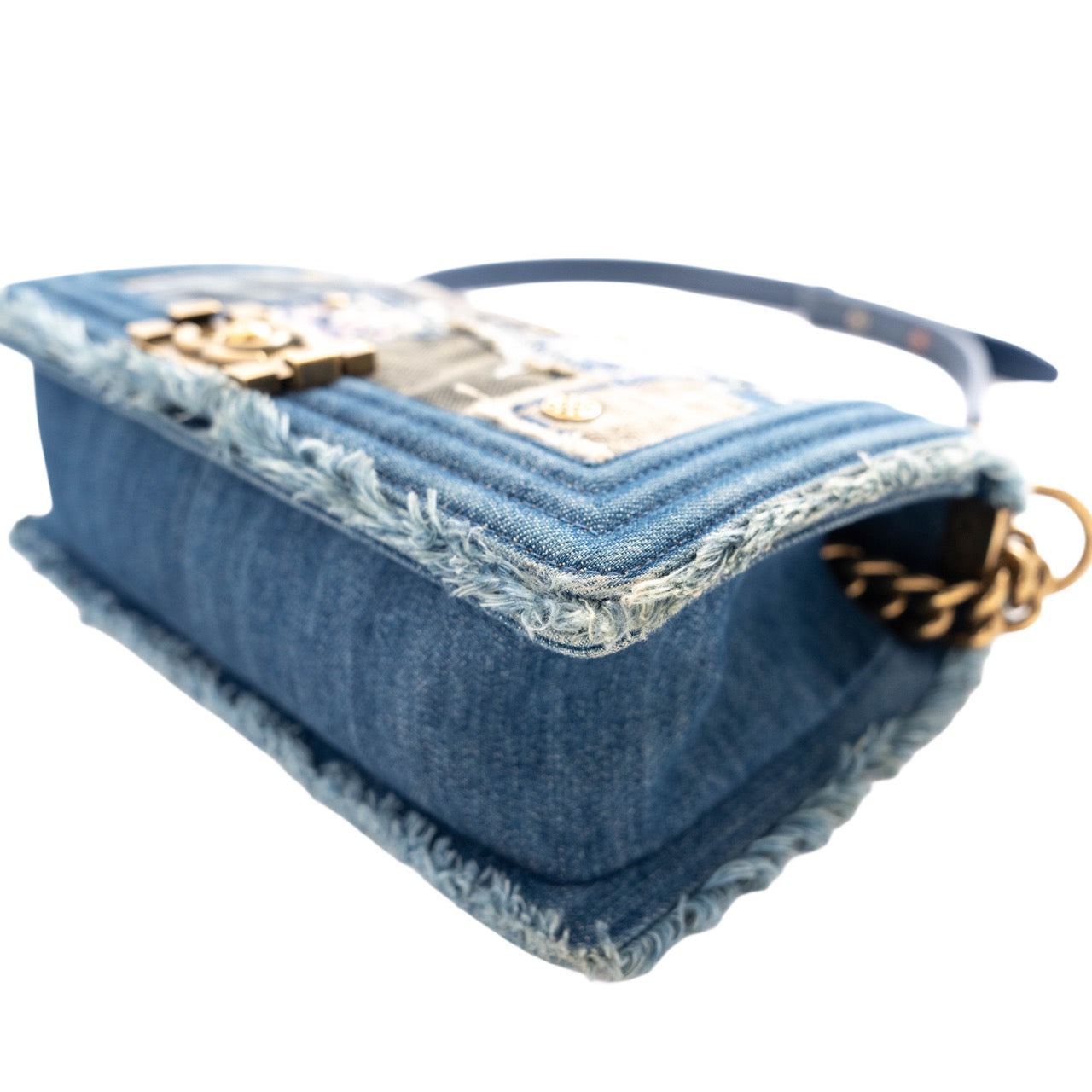 CHANEL Coco Mark Patchwork Denim Shoulder Bag