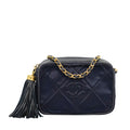 CHANEL 1986-1988 Matelasse Fringe Chain Satin Shoulder Bag