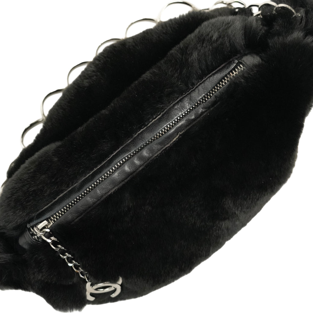 CHANEL 2002–2003 Fur Coco Mark Chain Shoulder Bag