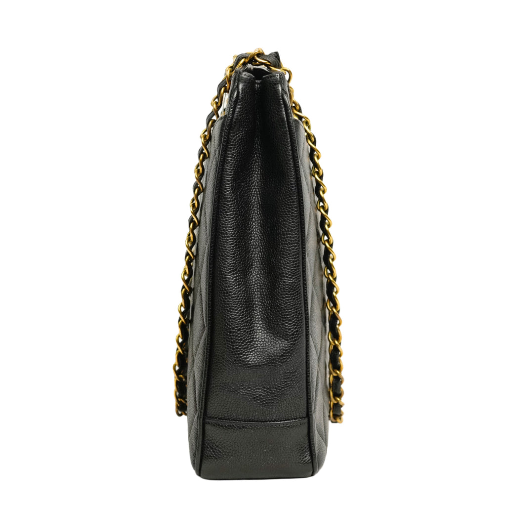 CHANEL 1997–1999 Coco Mark Matelassé Caviar Skin Tote Bag / Shoulder Bag