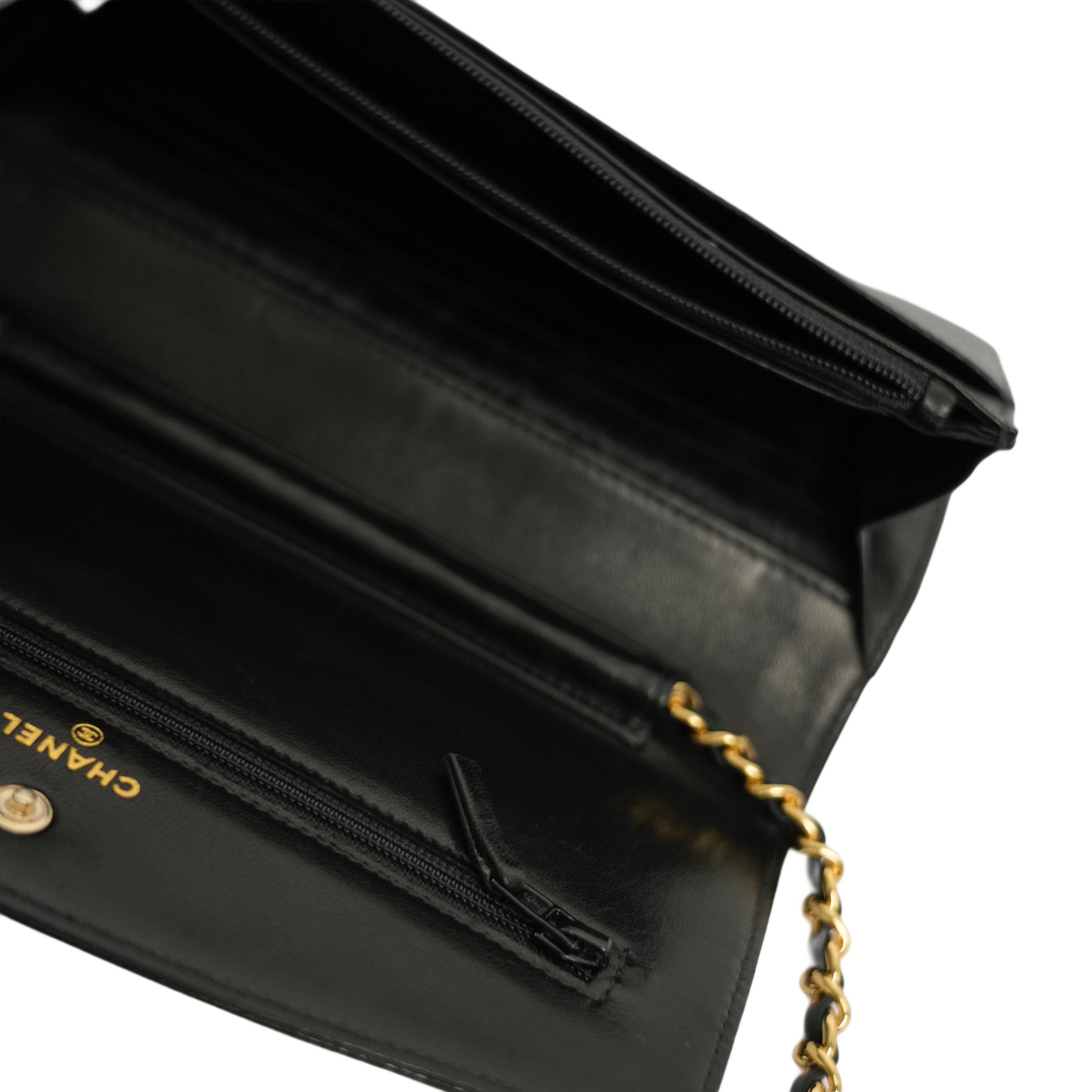 CHANEL 2002-2003 Caviar Skin Coco Mark Chain Wallet/Shoulder Bag