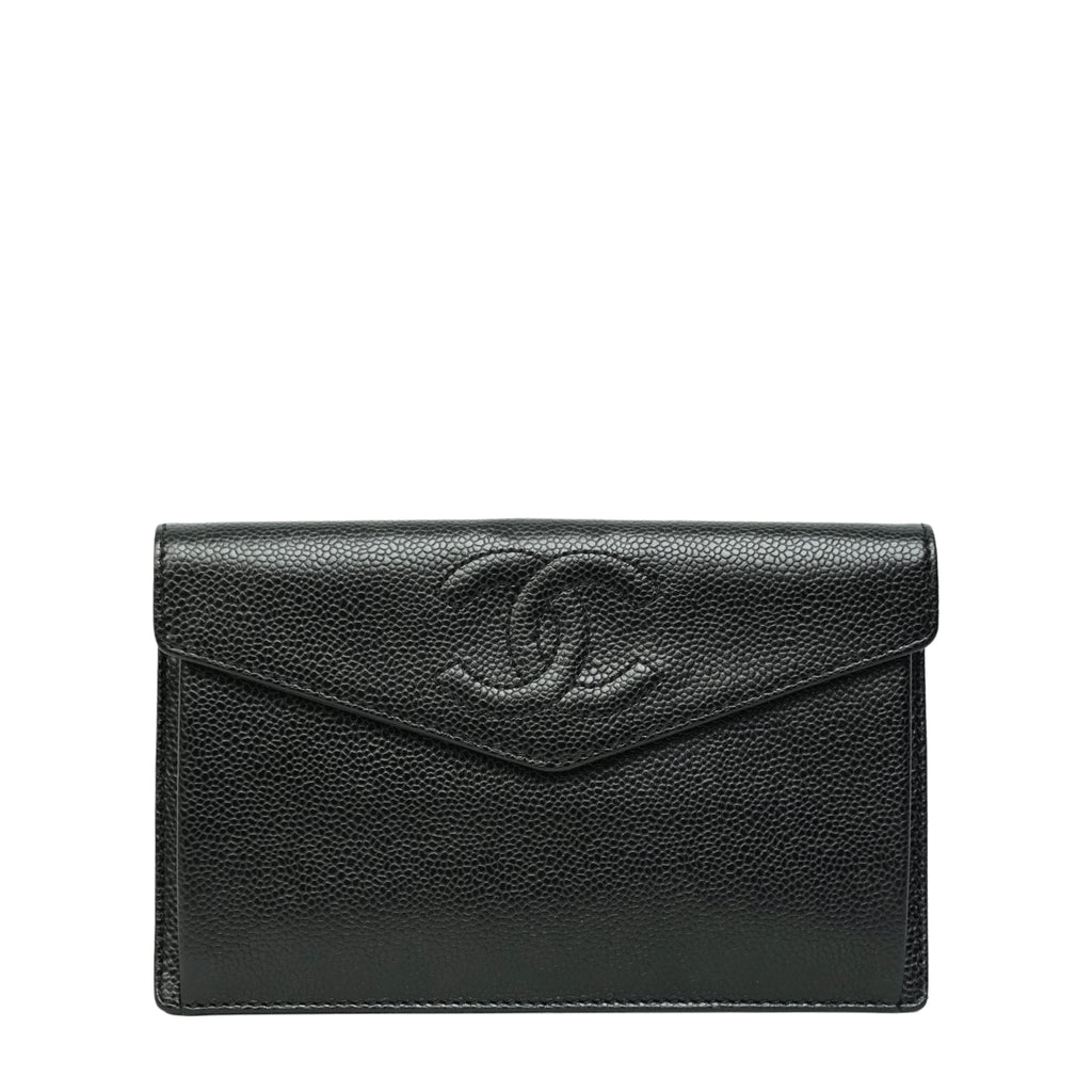 CHANEL 1997–1999 Coco Mark Caviar Leather Long Wallet / Pouch