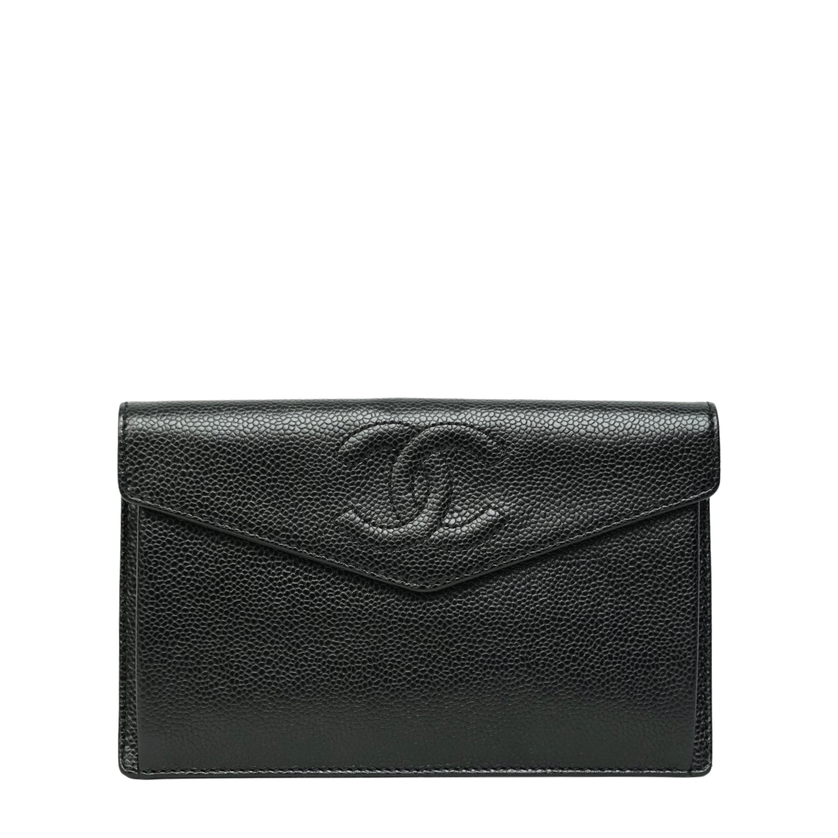 CHANEL 1997–1999 Coco Mark Caviar Leather Long Wallet / Pouch